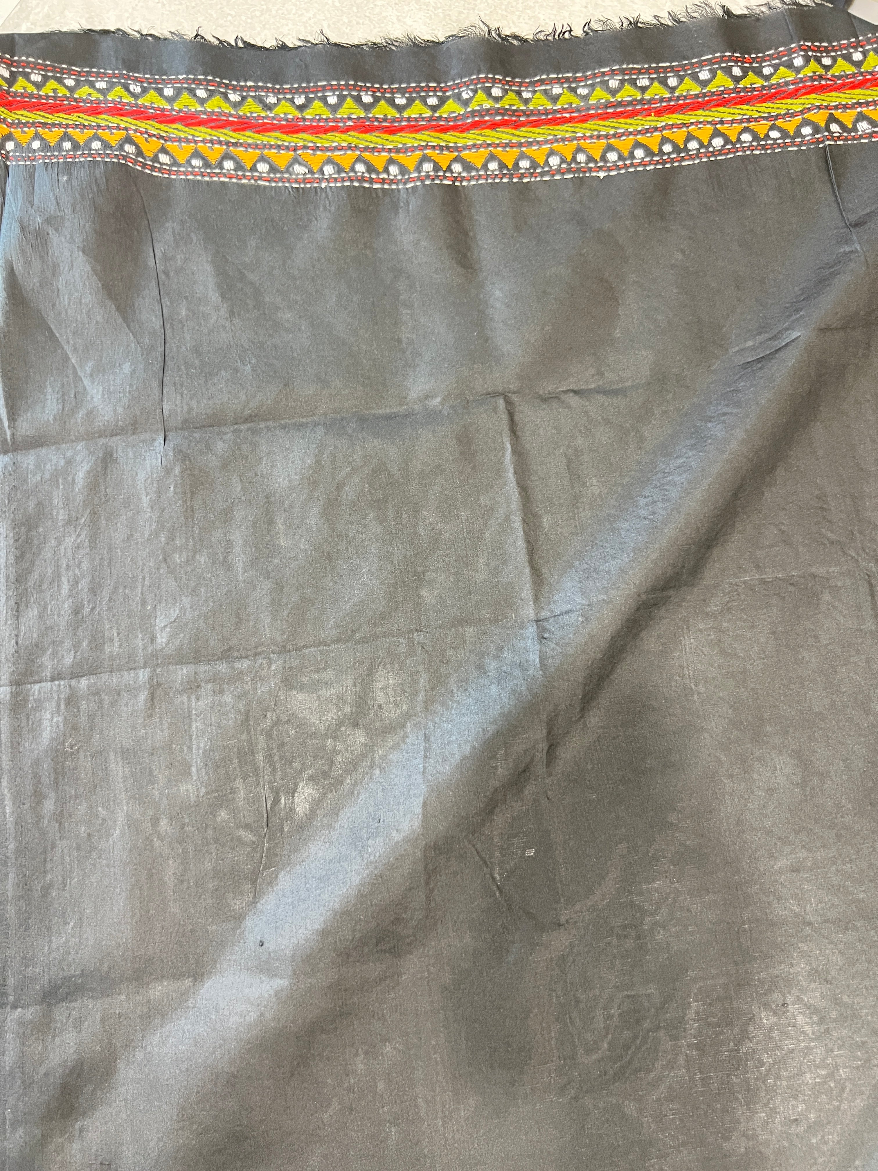 Multi Colour Kantha Embroidered Bangalore Silk Saree |  AYD148