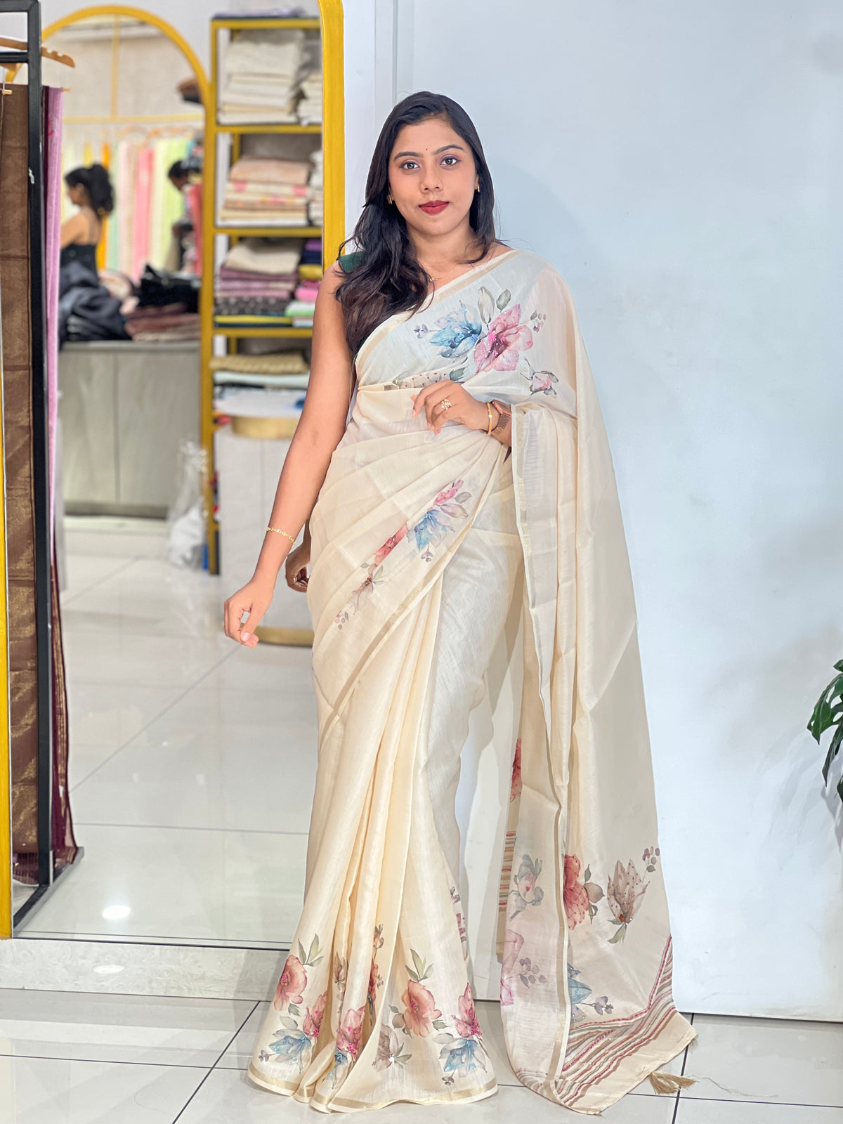 Floral Digital Printed Chanderi Saree | BLD1740