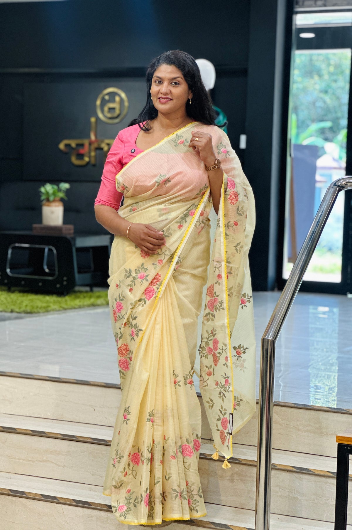 Cross Stitch Patterned Silky Kota Saree | MR549