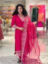 Point Embroidery Detailed Semi Silk Kurta Set | FW241