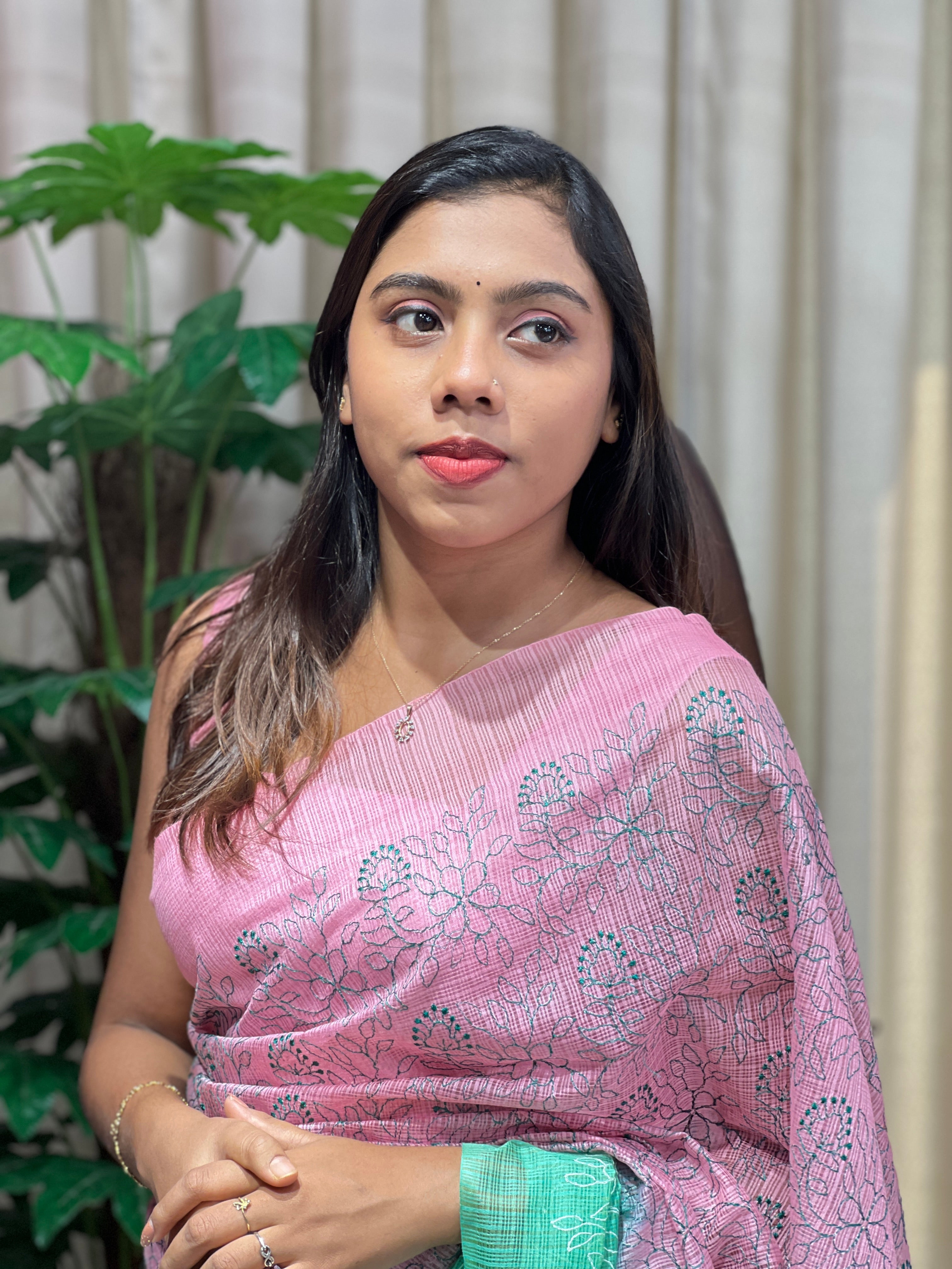 Jaal Patterned Embroidered Kota Saree | NHH593