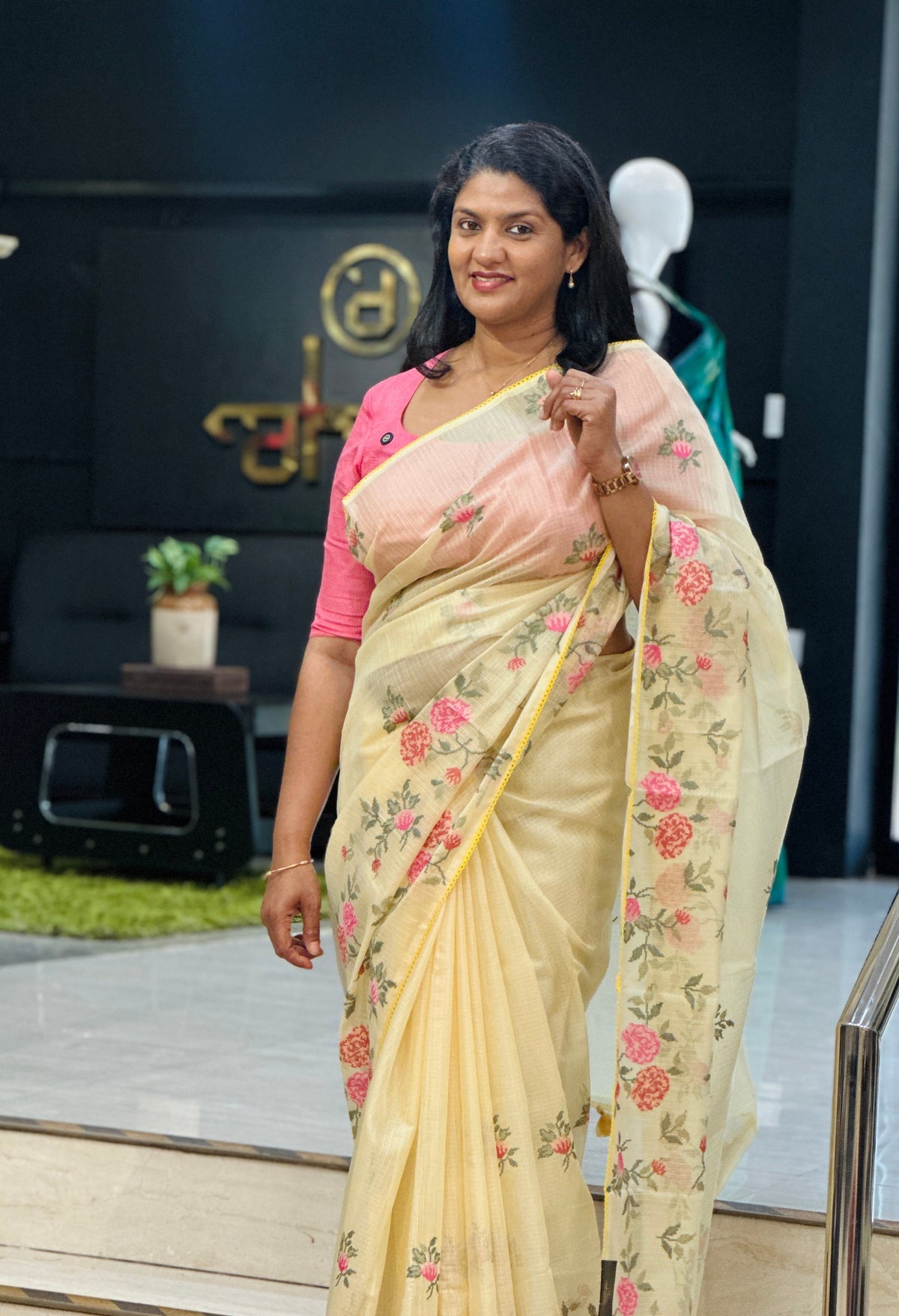 Cross Stitch Patterned Silky Kota Saree | MR549