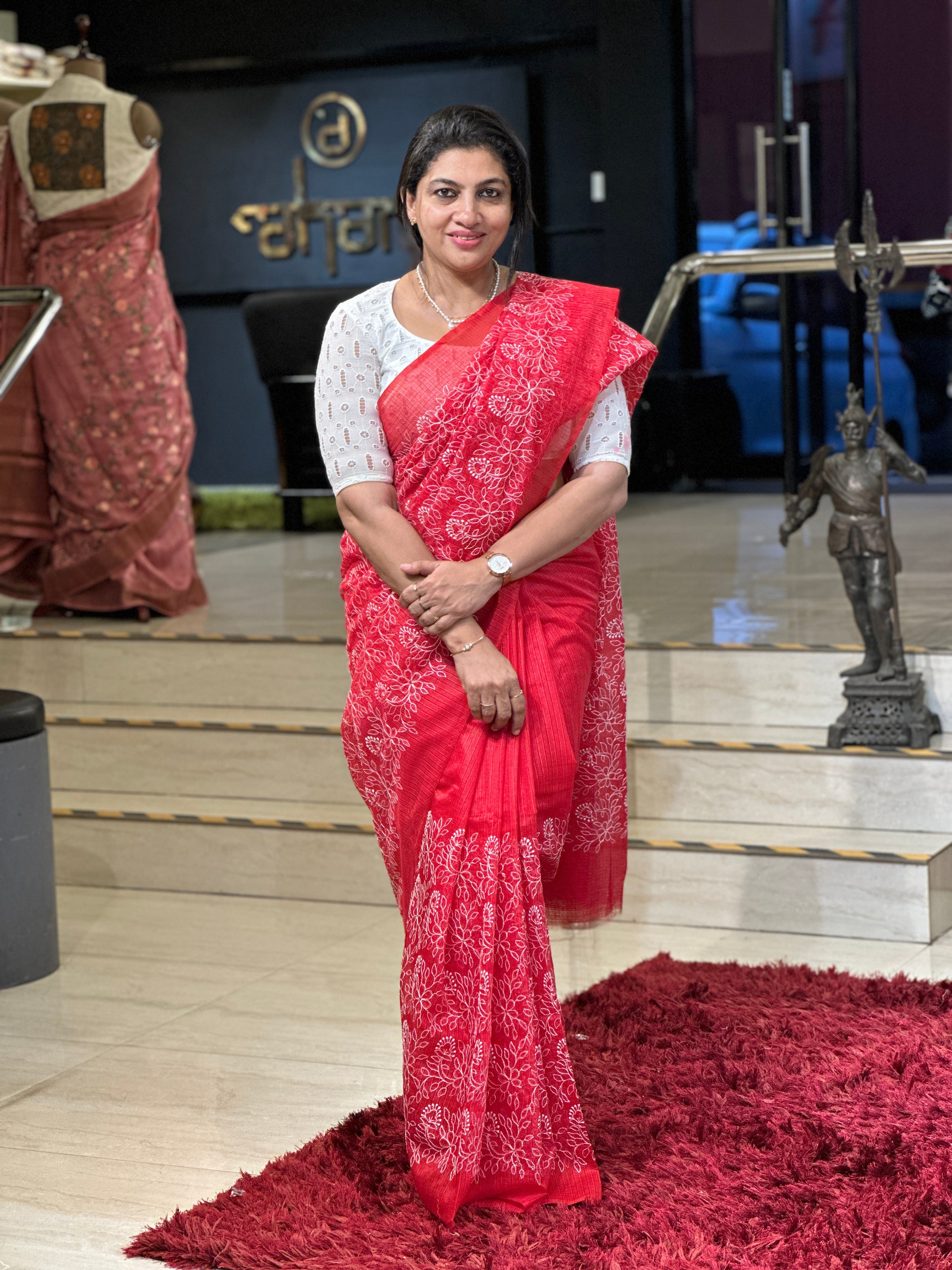 Floral Embroidery Silky Kota Saree | NHH304