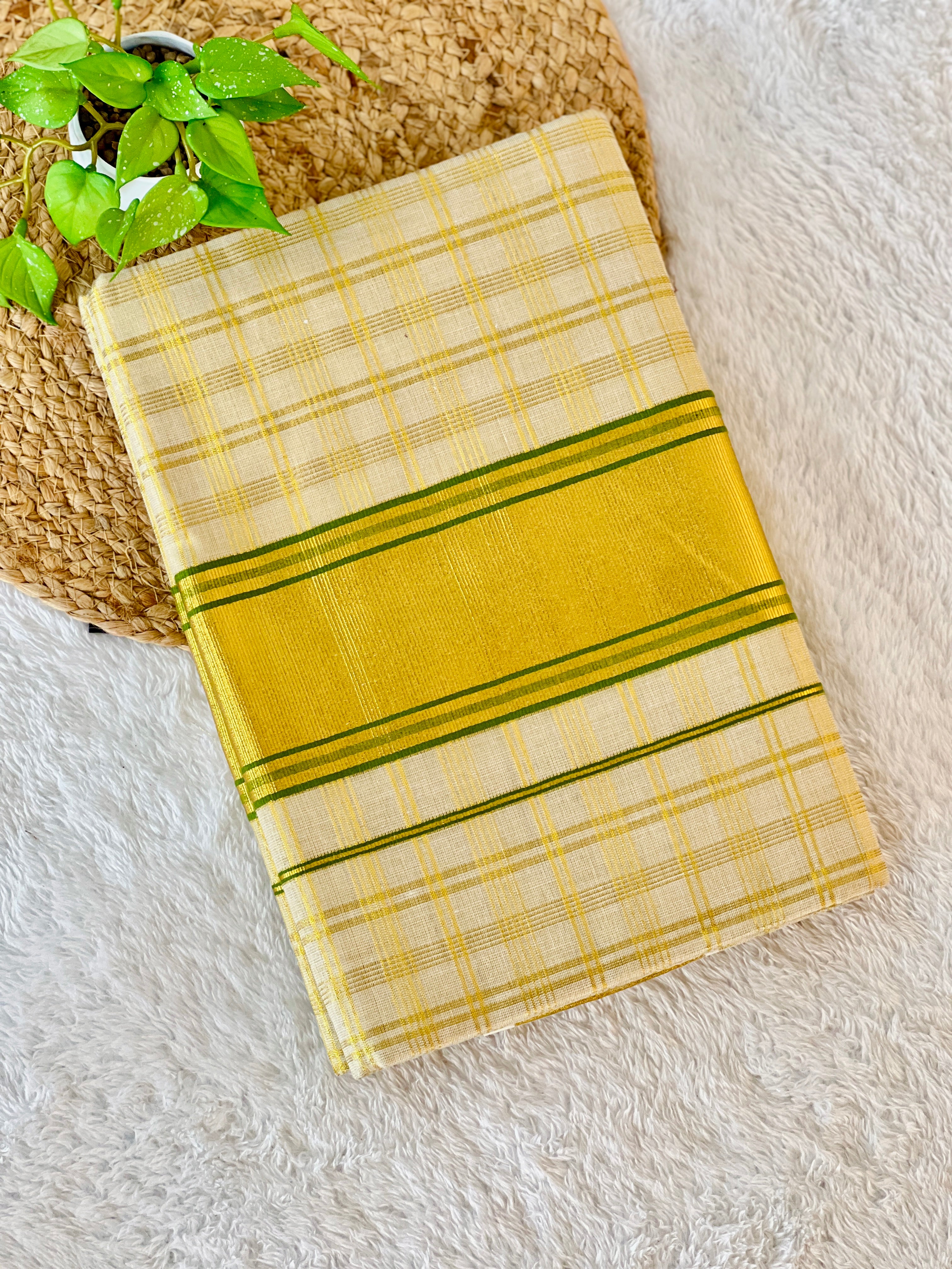 Check Weaving Patterned Tissue Saree | GAT338