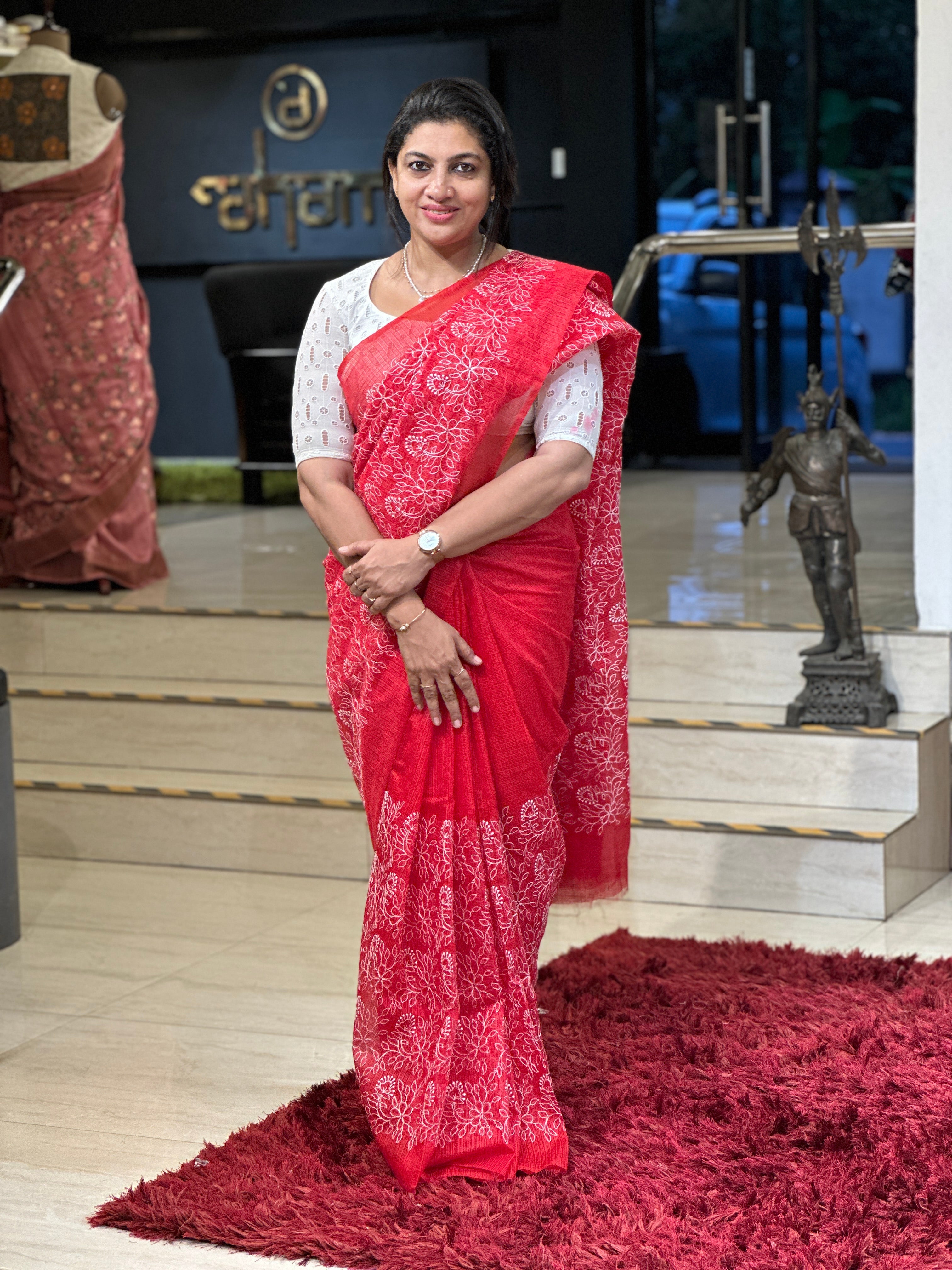 Floral Embroidery Silky Kota Saree | NHH304