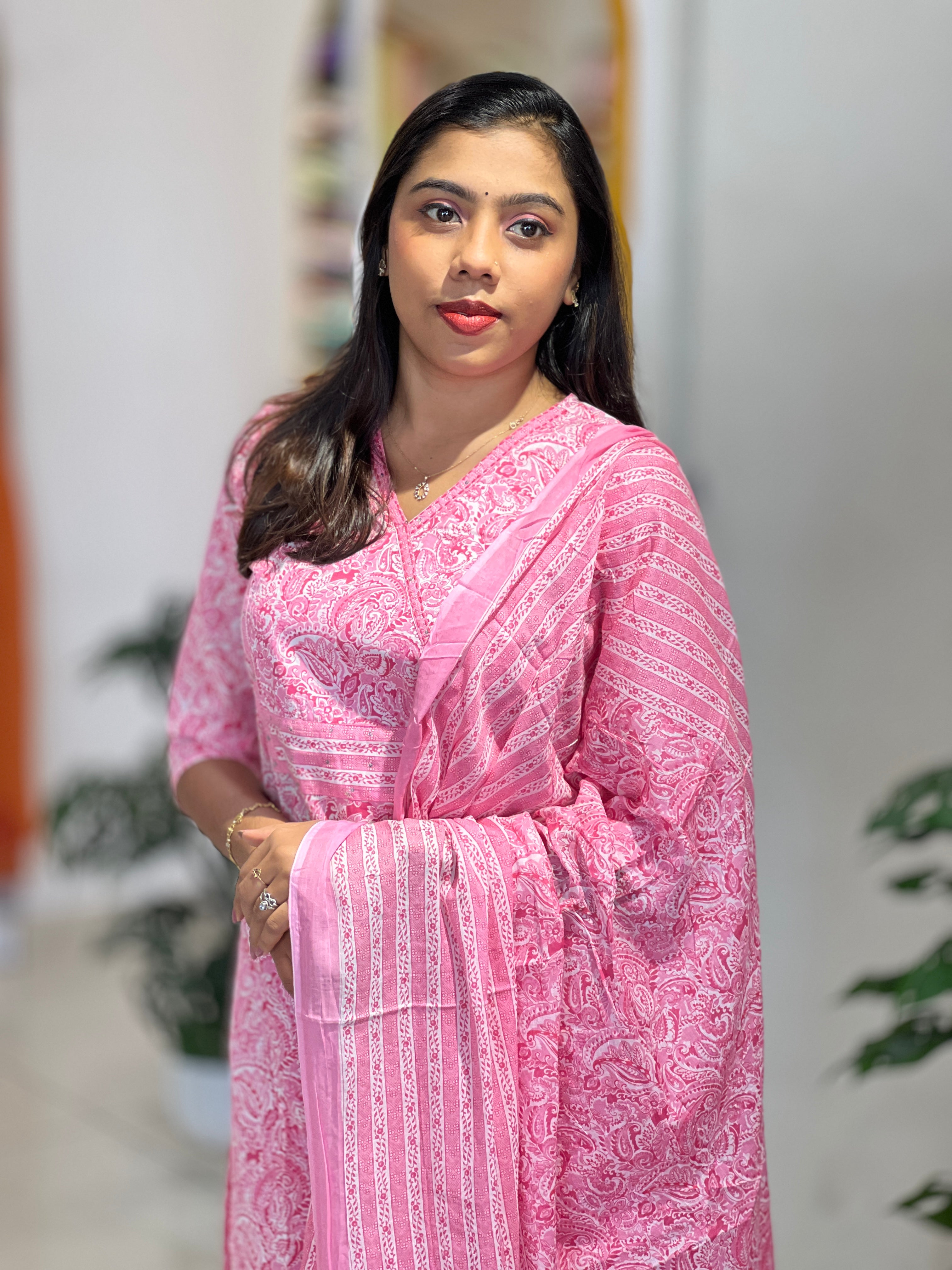 Paisley Printed Cotton Kurta Set | NCF342