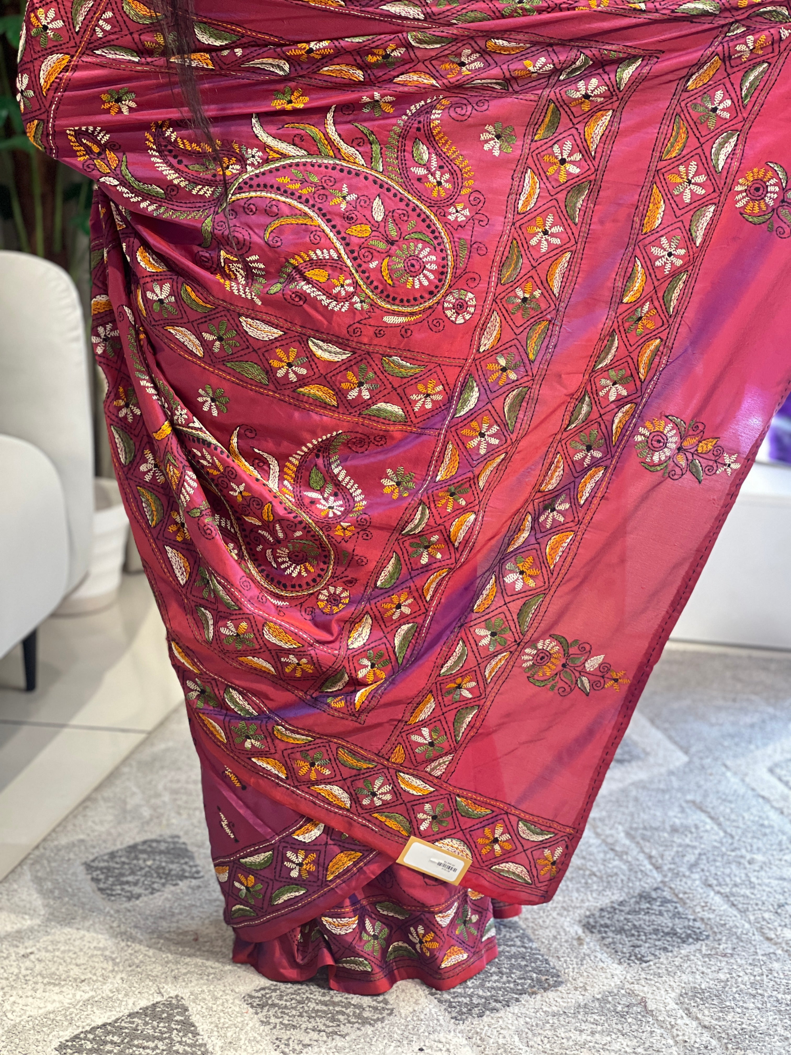 Nakshi Kantha Embroidered Bangalore Silk Saree | AYD139