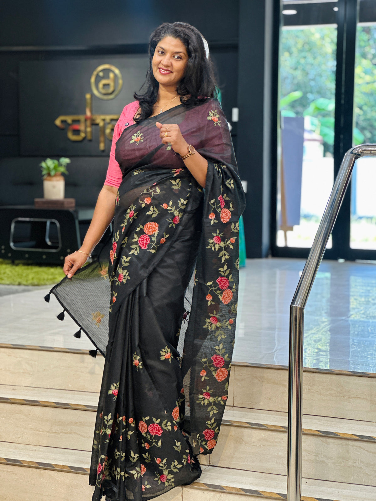 Cross Stitch Patterned Silky Kota Saree | MR546