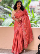 Computerized Machine Embroidery Pure Tussar Saree | SBS646