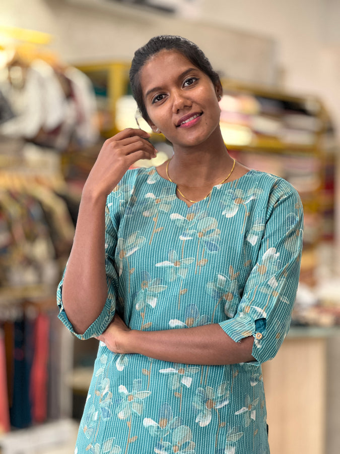 Floral Digital Printed Cotton Kurta | AJT128