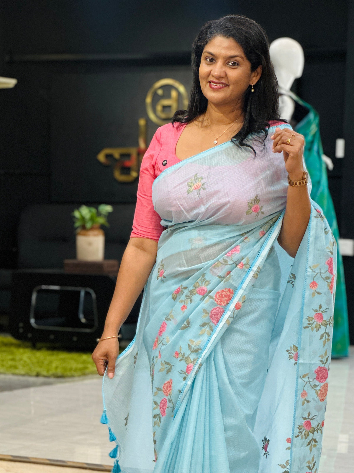 Cross Stitch Patterned Silky Kota Saree | MR547