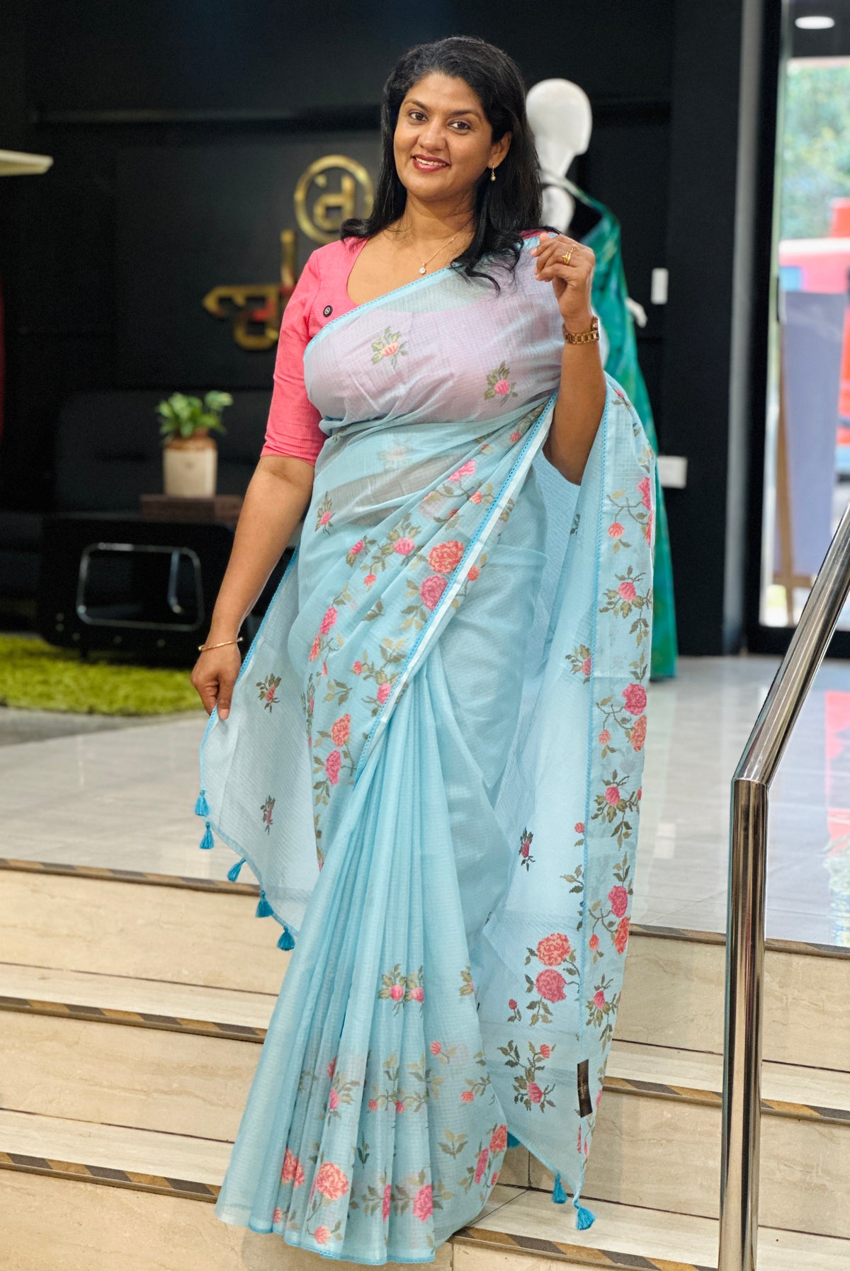 Cross Stitch Patterned Silky Kota Saree | MR547