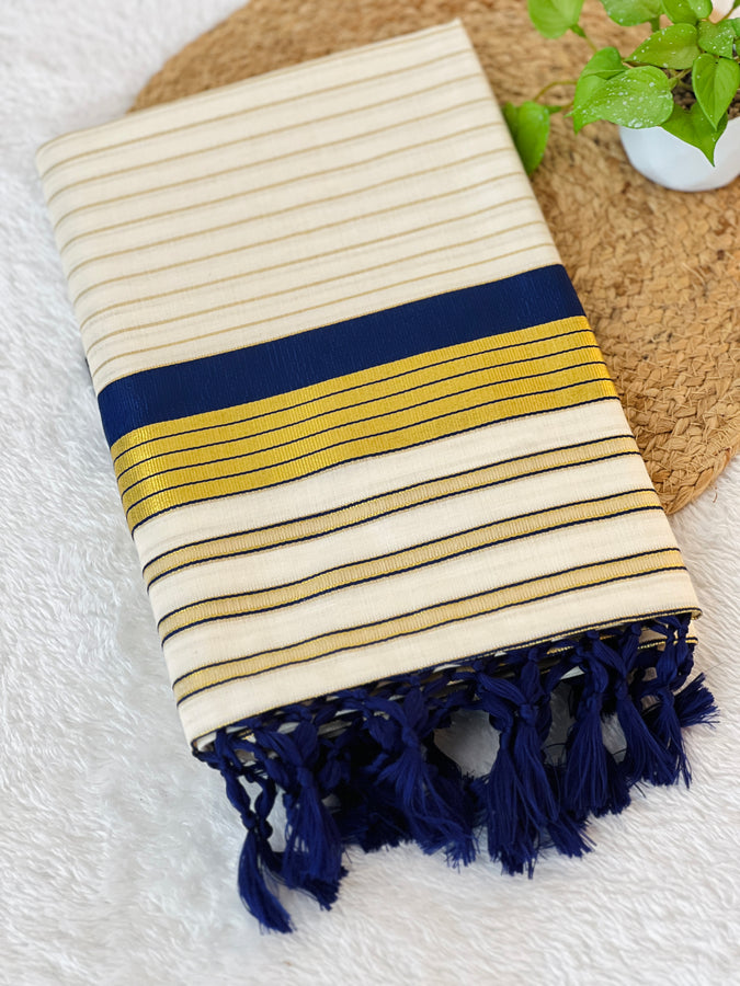 Stripe Weaving With Kara Detailed Tissue Saree | GAT353