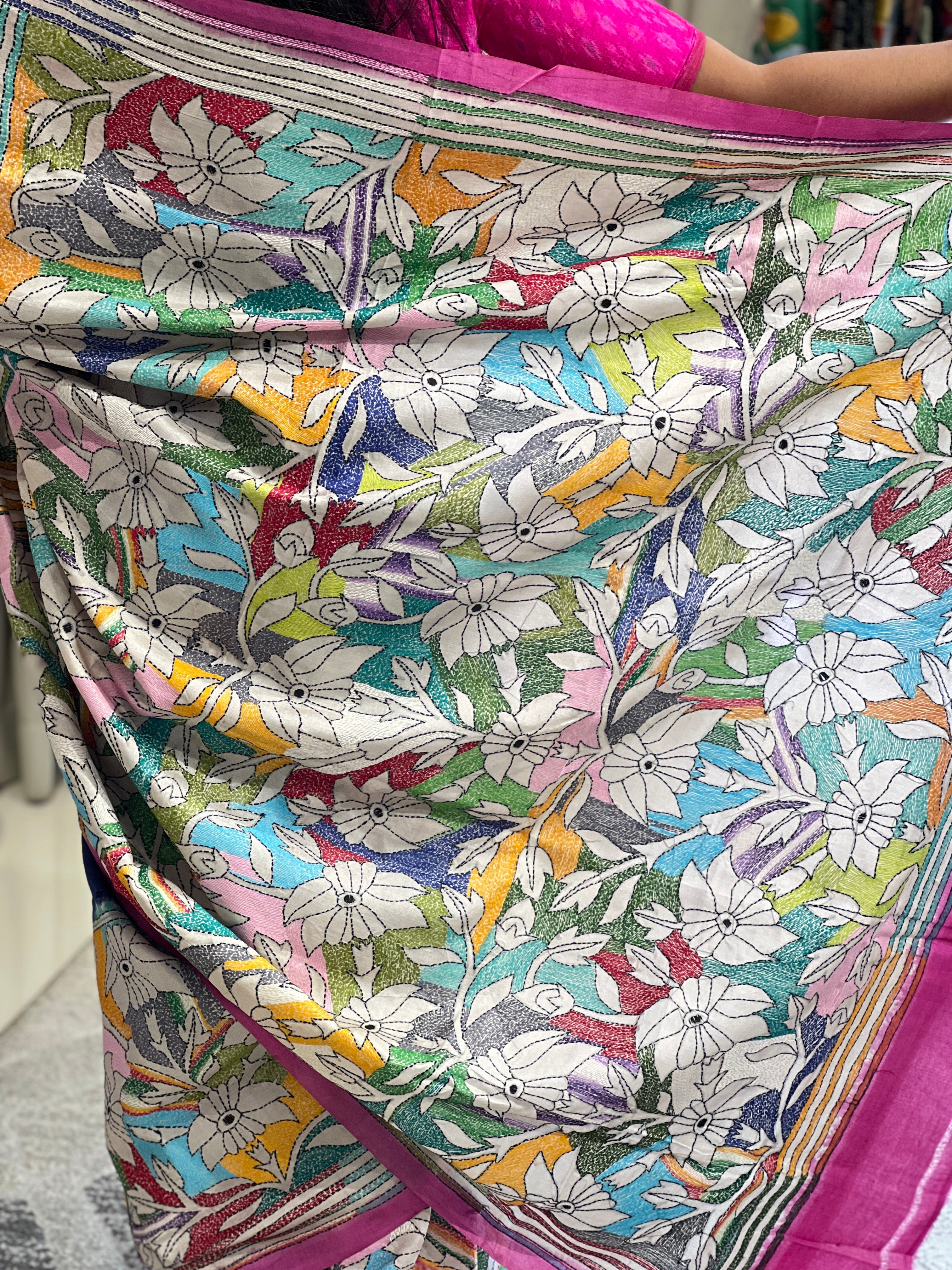 Nakshi Kantha Embroidered Desi Tussar Saree | AYD142