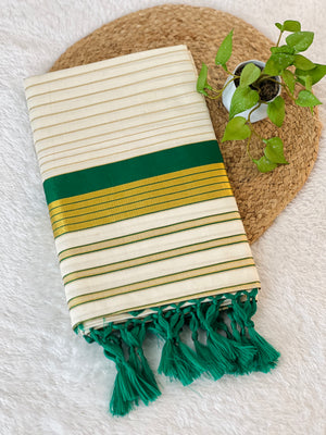 Stripe Weaving With Kara Detailed Tissue Saree | GAT356