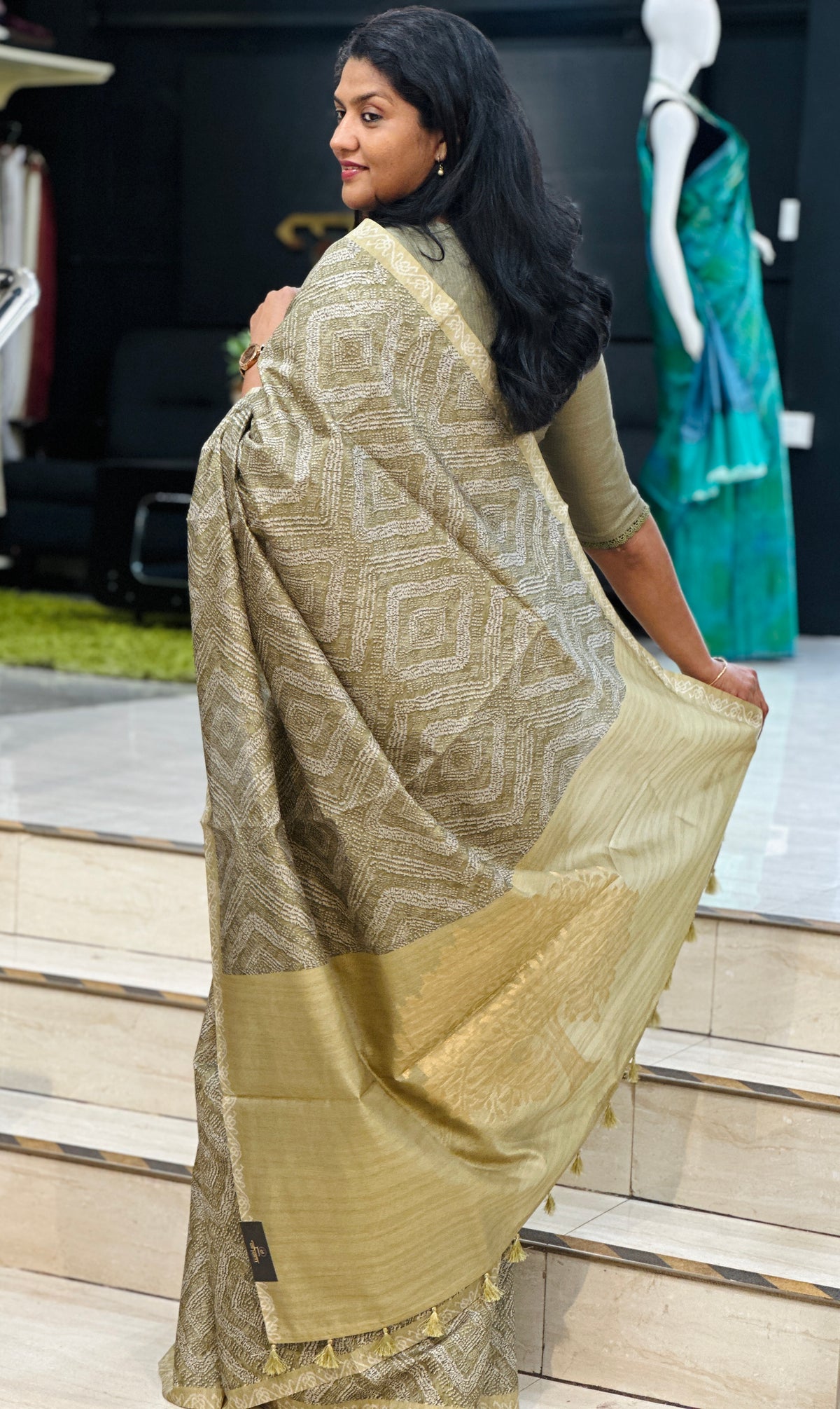 Digital Printed Pattern Semi Tussar Saree | MB194