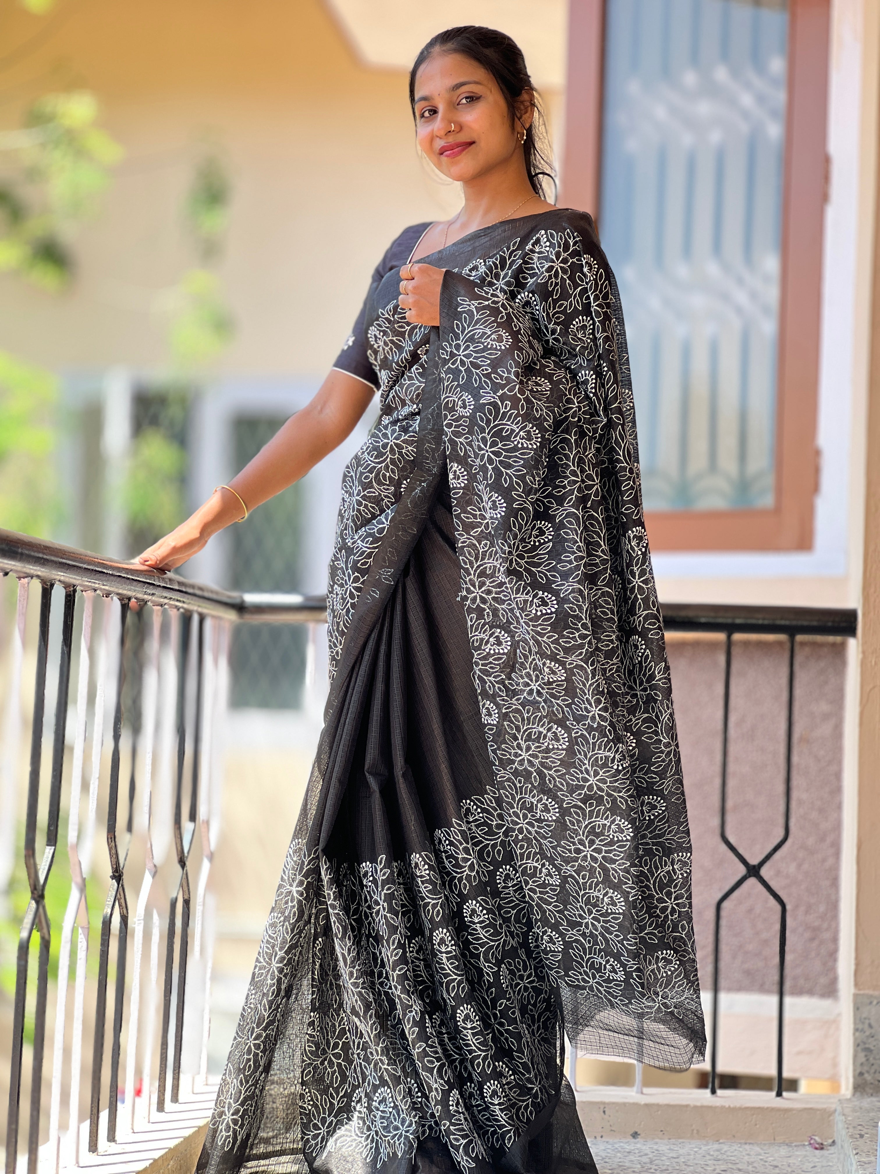 Floral Embroidery Silky Kota Saree | NHH308