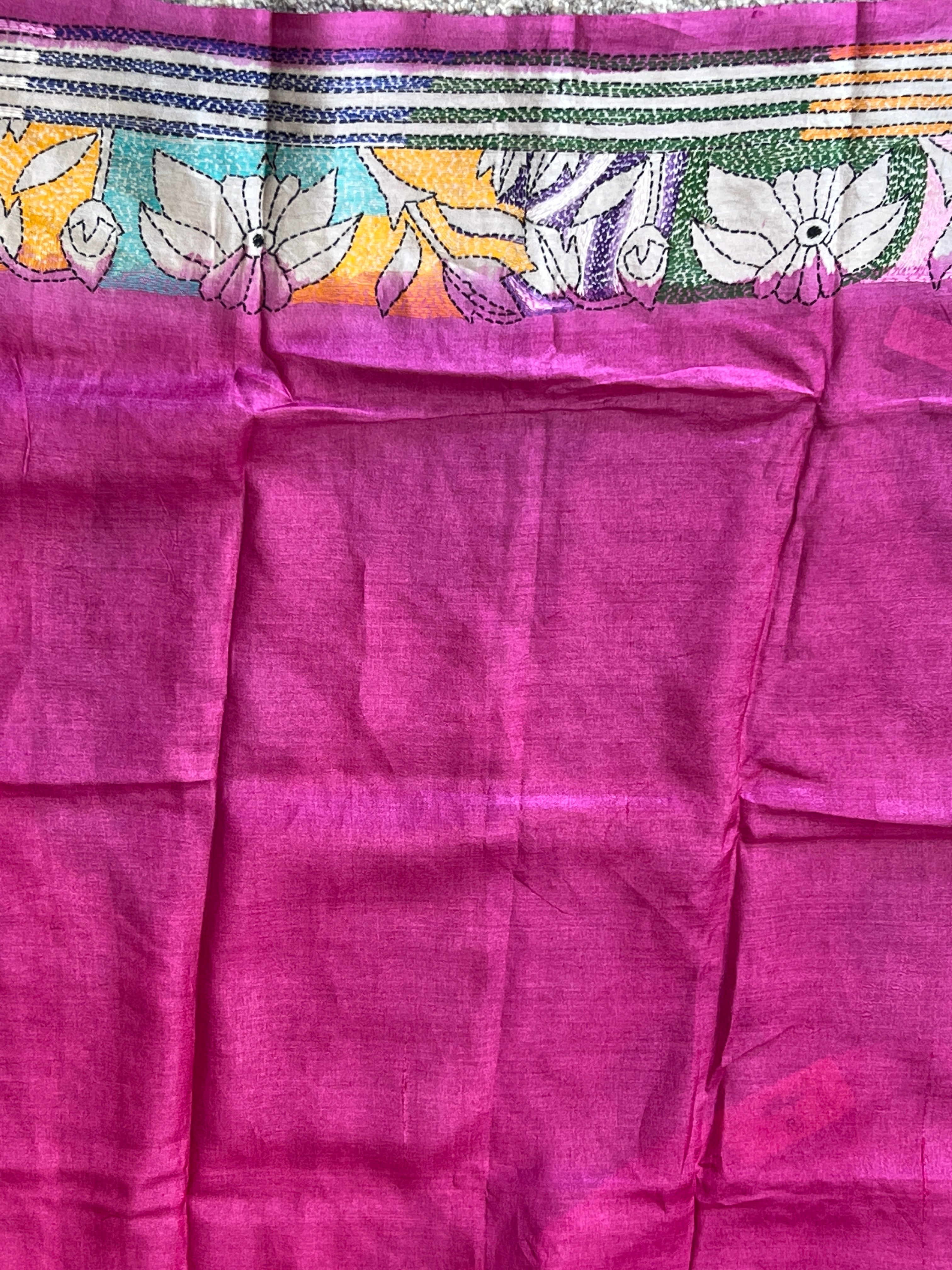 Nakshi Kantha Embroidered Desi Tussar Saree | AYD142