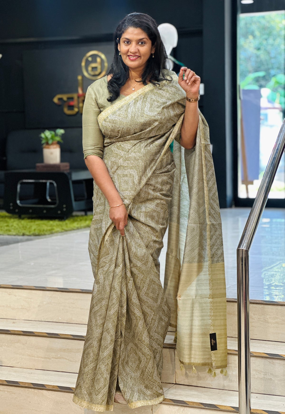 Digital Printed Pattern Semi Tussar Saree | MB194