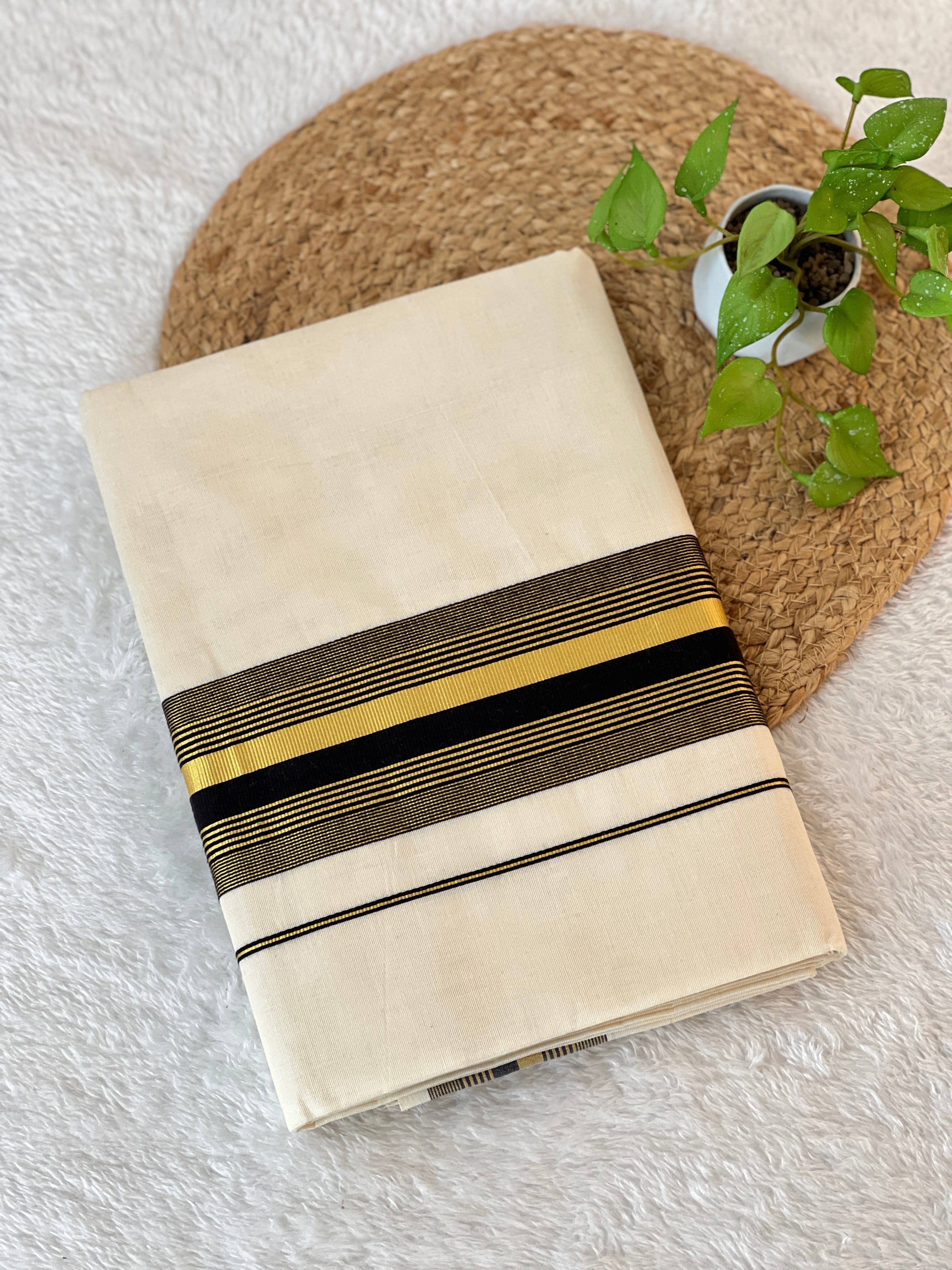 Kara & Kasavu Border Detailed Kerala Cotton Saree | GAT360