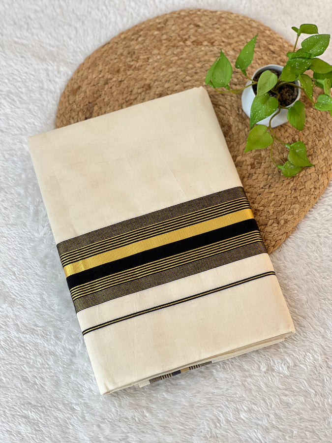 Kara & Kasavu Border Detailed Kerala Cotton Saree | GAT360