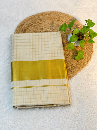 Check Weaving Patterned Tissue Saree | GAT321