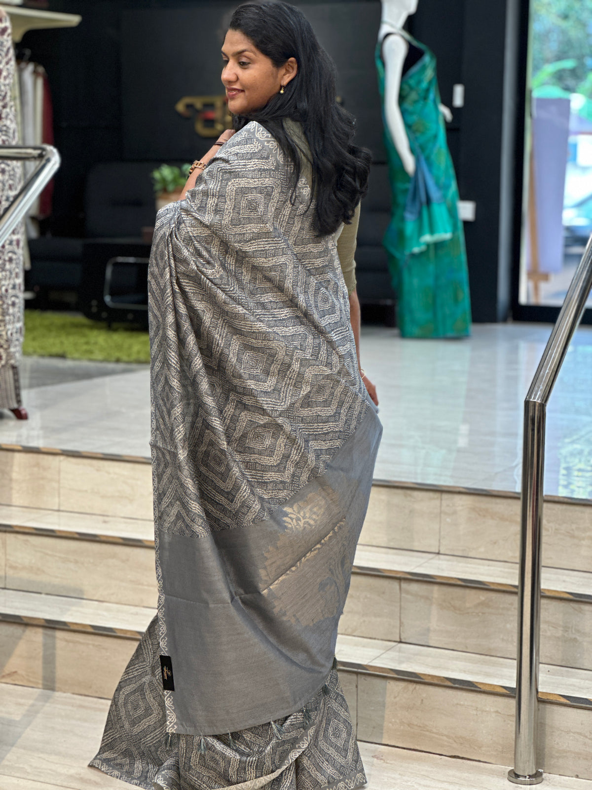 Digital Printed Pattern Semi Tussar Saree | MB196