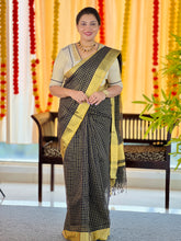 Zari Check Weaving Patterned Handloom Kerala Cotton Saree | KL406