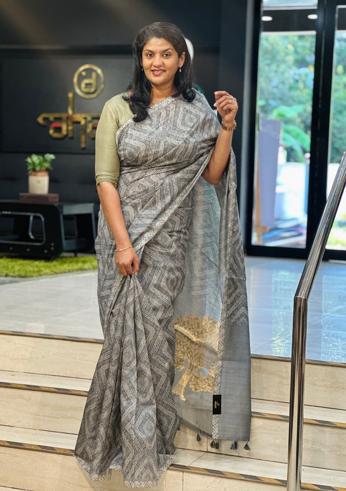 Digital Printed Pattern Semi Tussar Saree | MB196