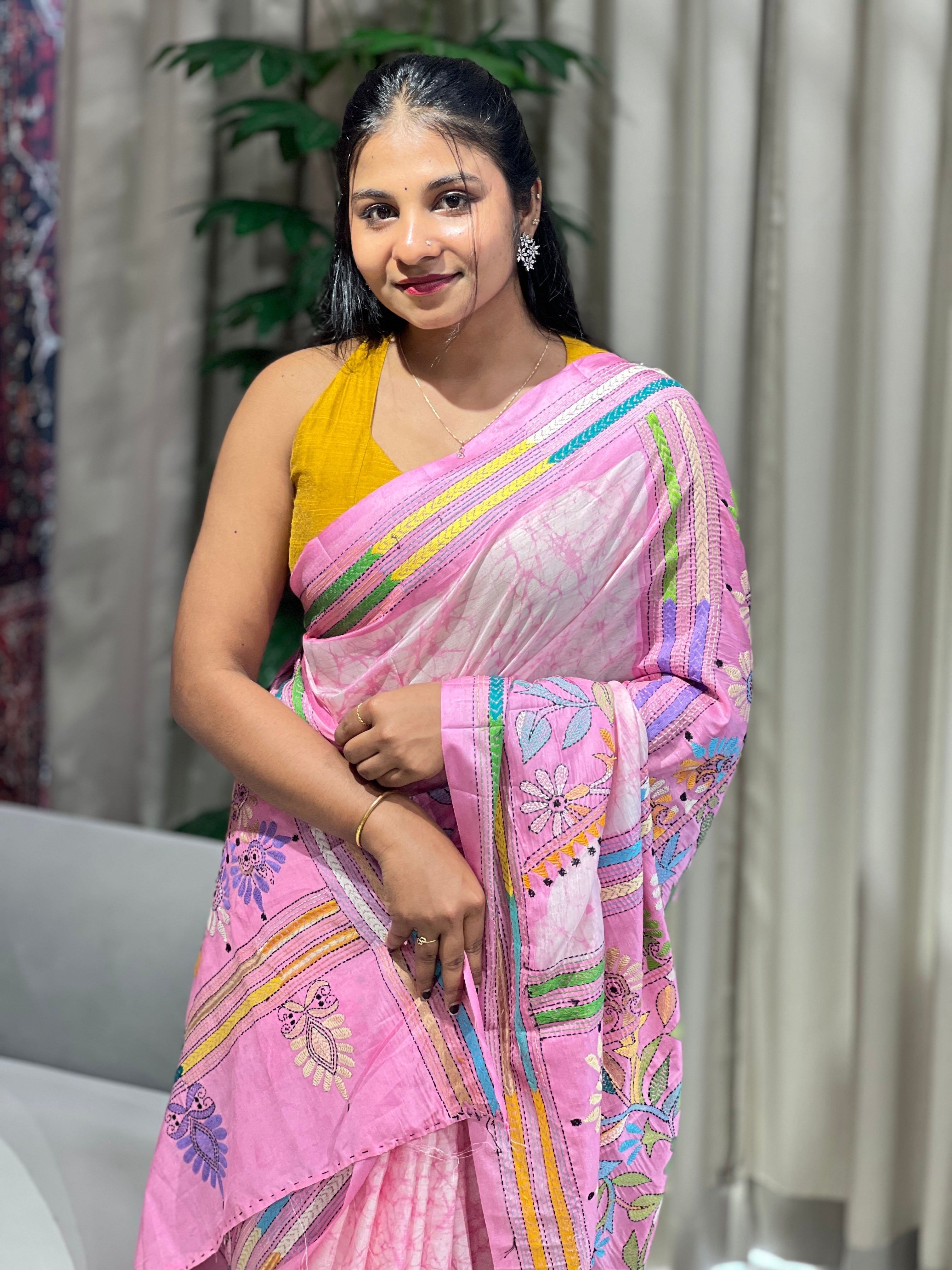 Nakshi Kantha Embroidered Bangalore Silk Saree | AYD153