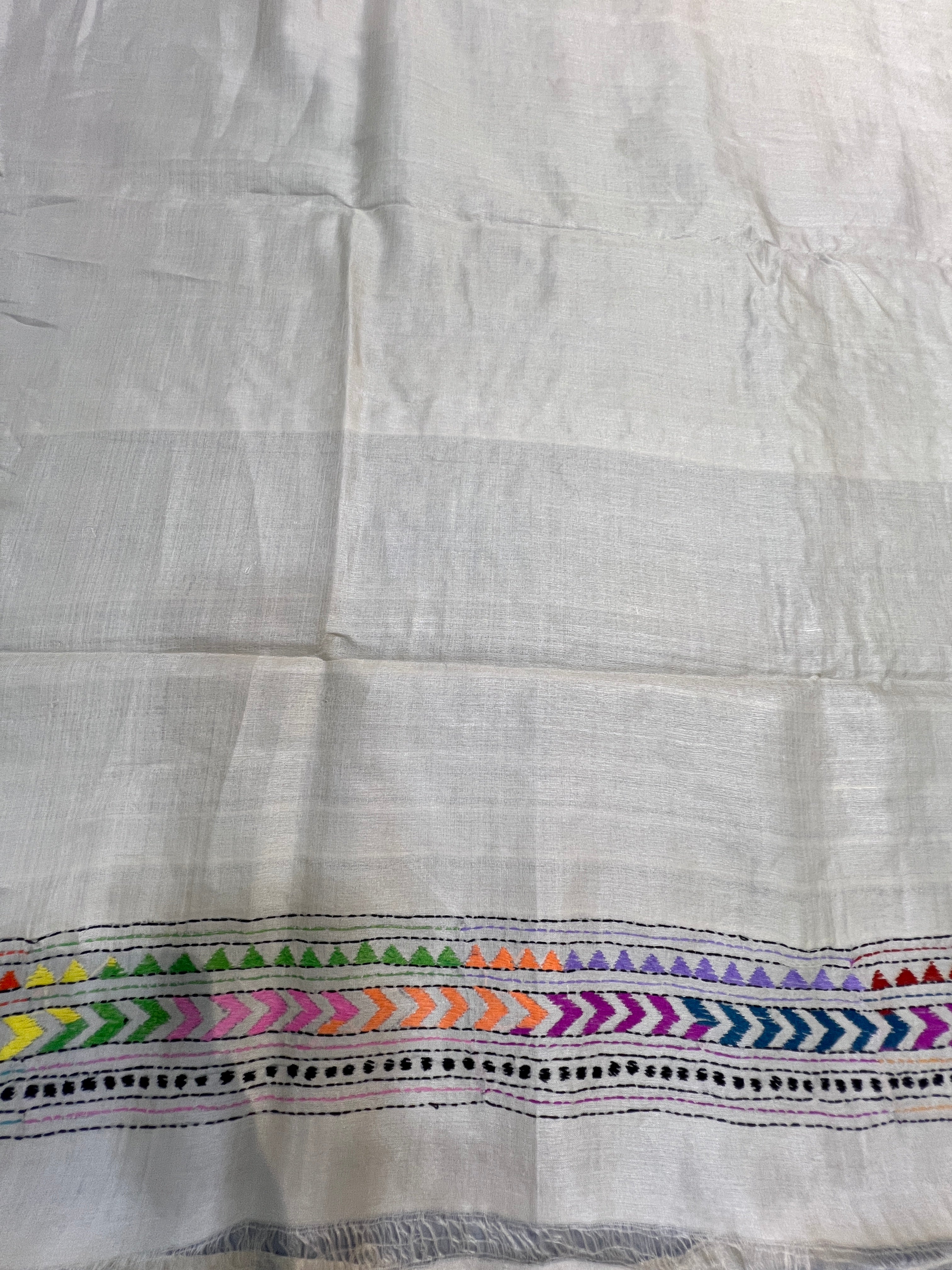 Hand Kantha Embroidered Tussar Saree | AYD140