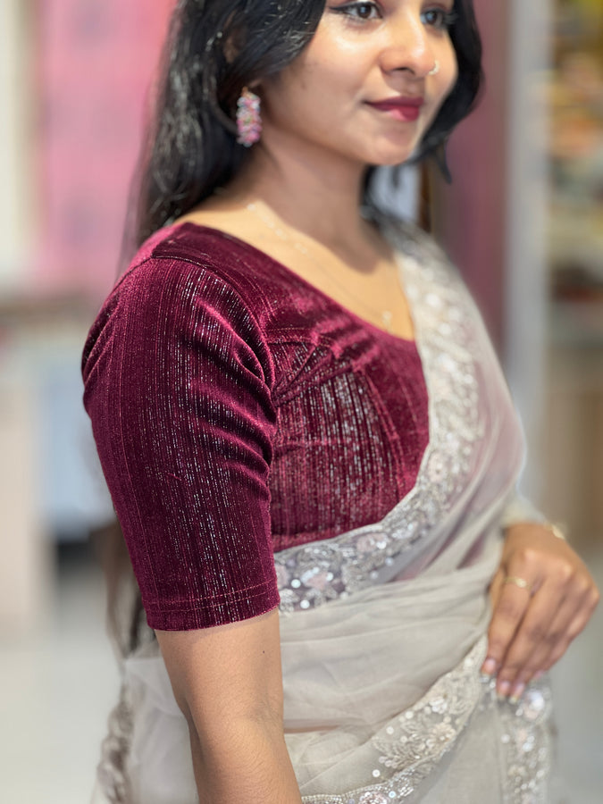 Lurex Zari Detailed Velvet Stitched Blouse | ALA107
