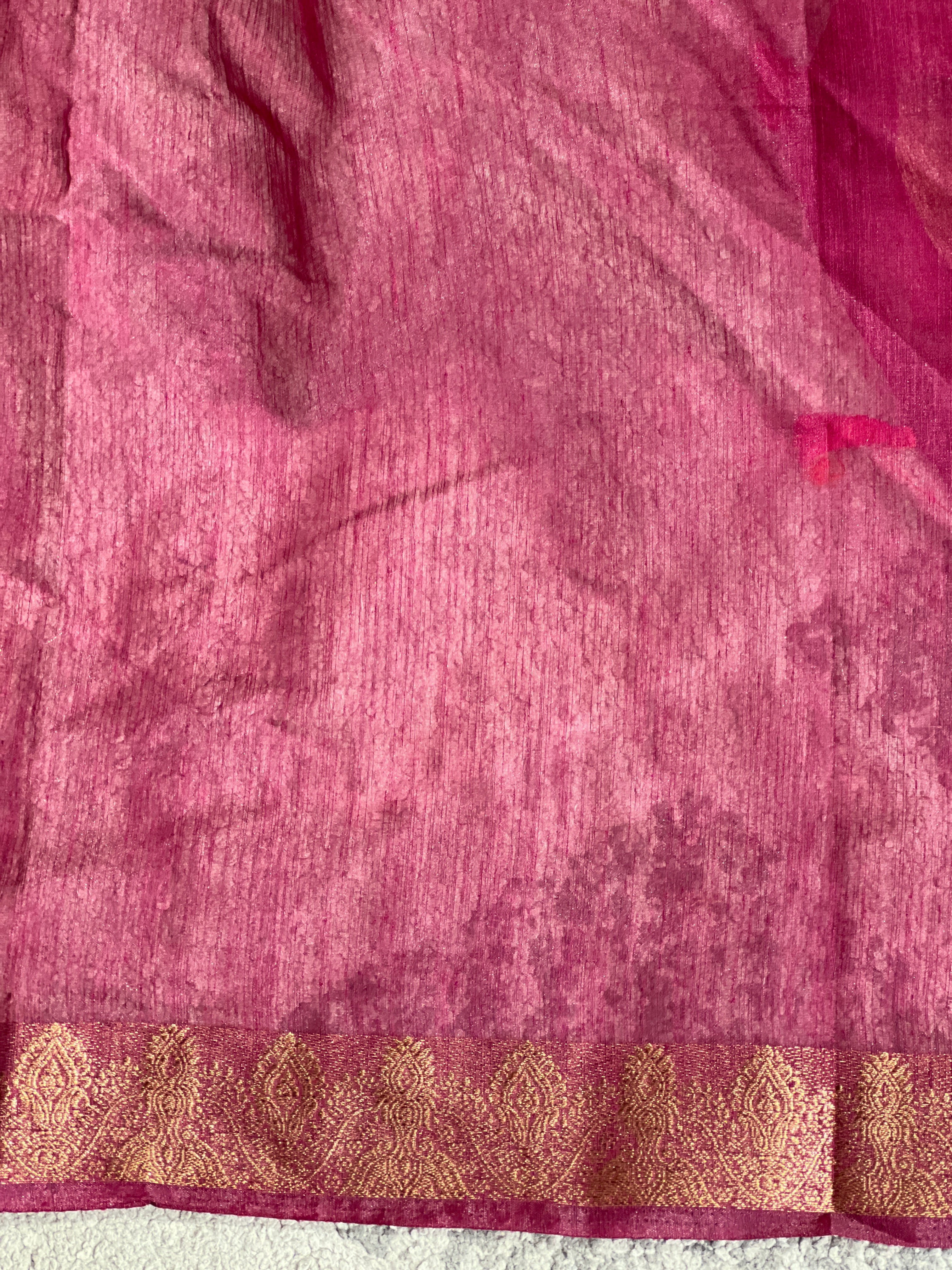 Golden Zari Weaved Border Pattern Linen Finish Saree | YNG1304