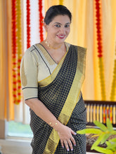 Zari Check Weaving Patterned Handloom Kerala Cotton Saree | KL406