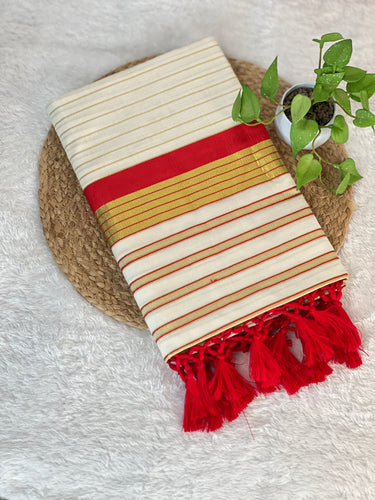 Stripe Weaving With Kara Detailed Tissue Saree | GAT351