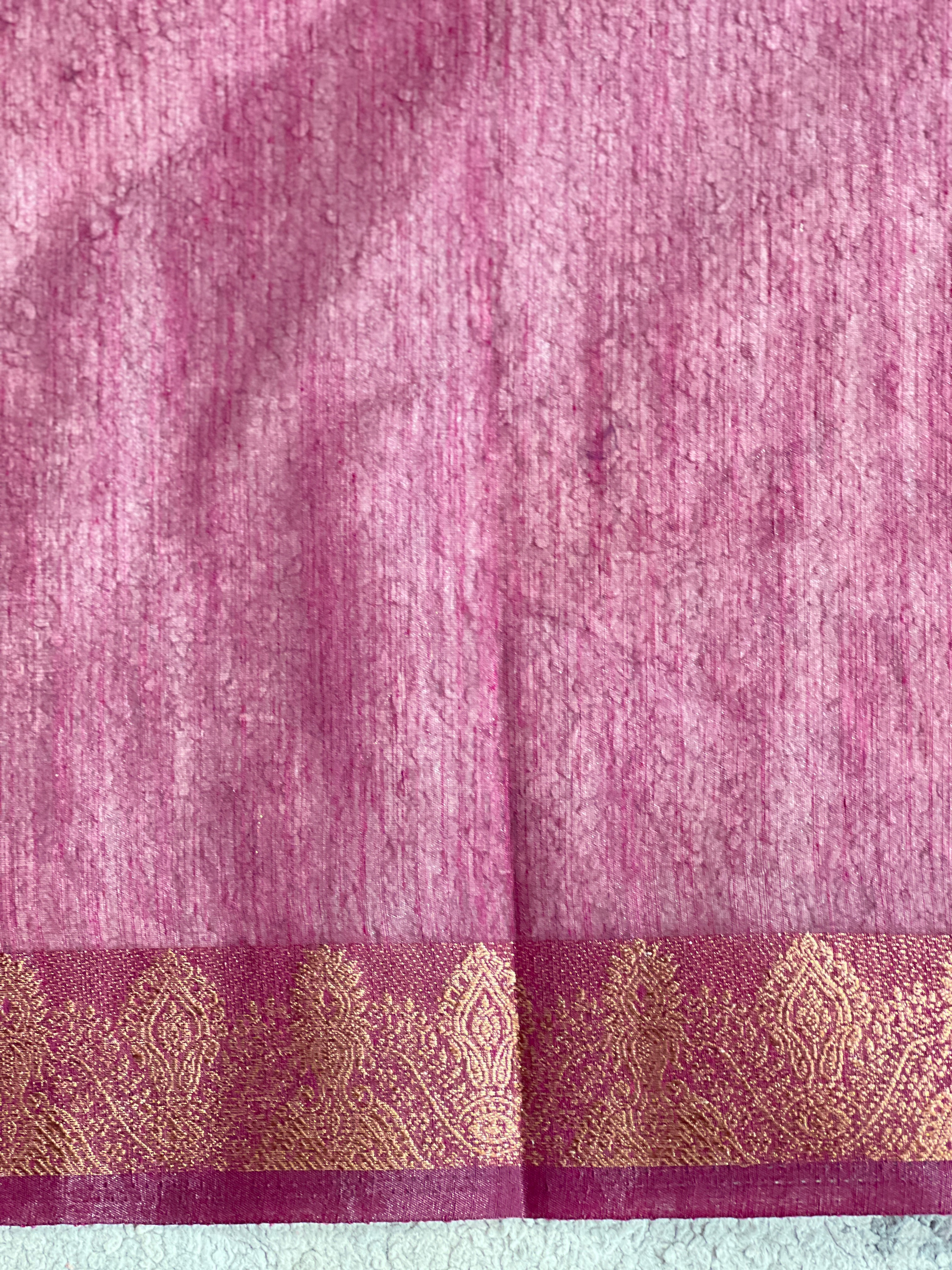 Golden Zari Weaved Border Pattern Linen Finish Saree | YNG1311