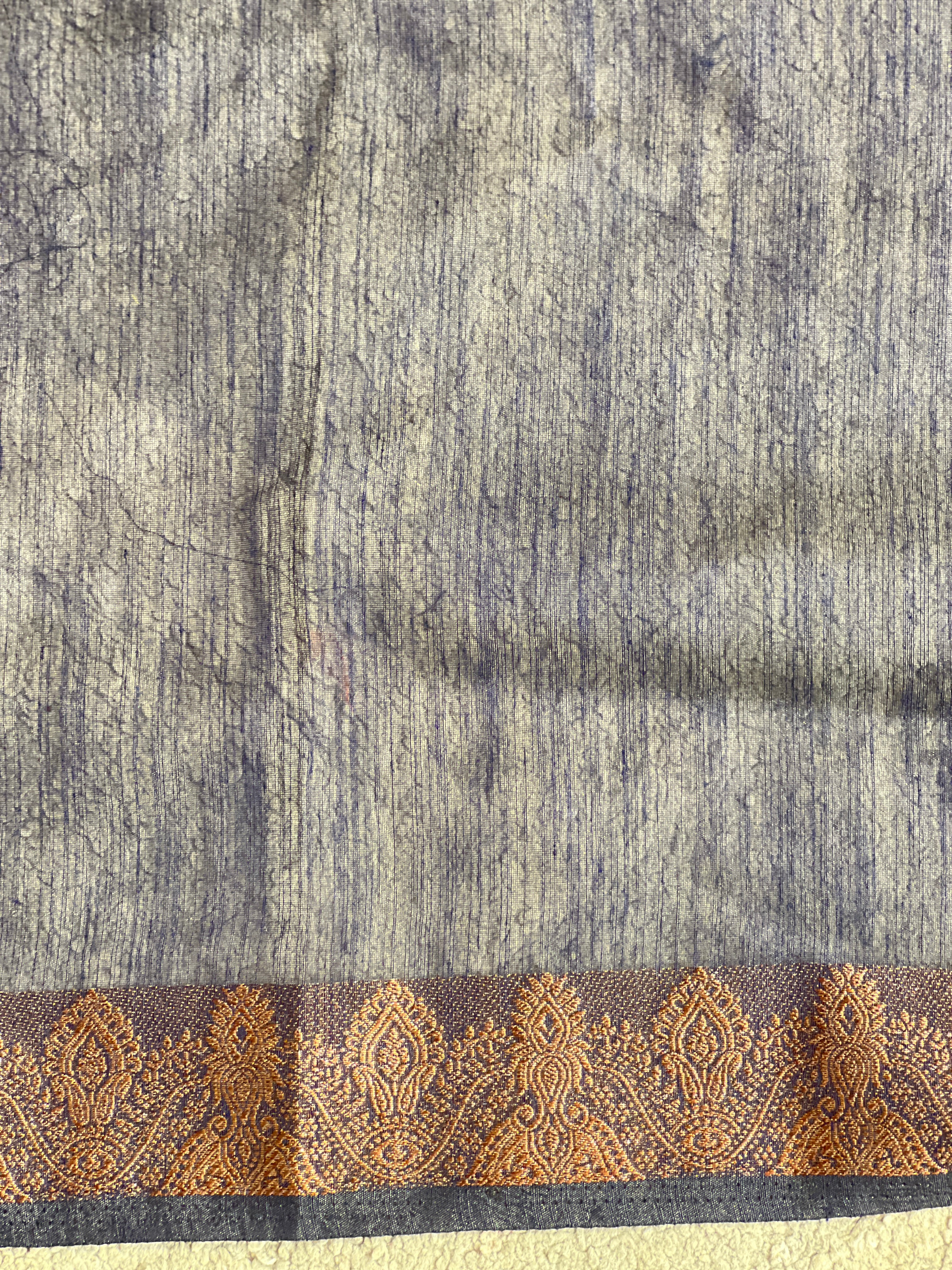 Golden Zari Weaved Border Pattern Linen Finish Saree | YNG1301