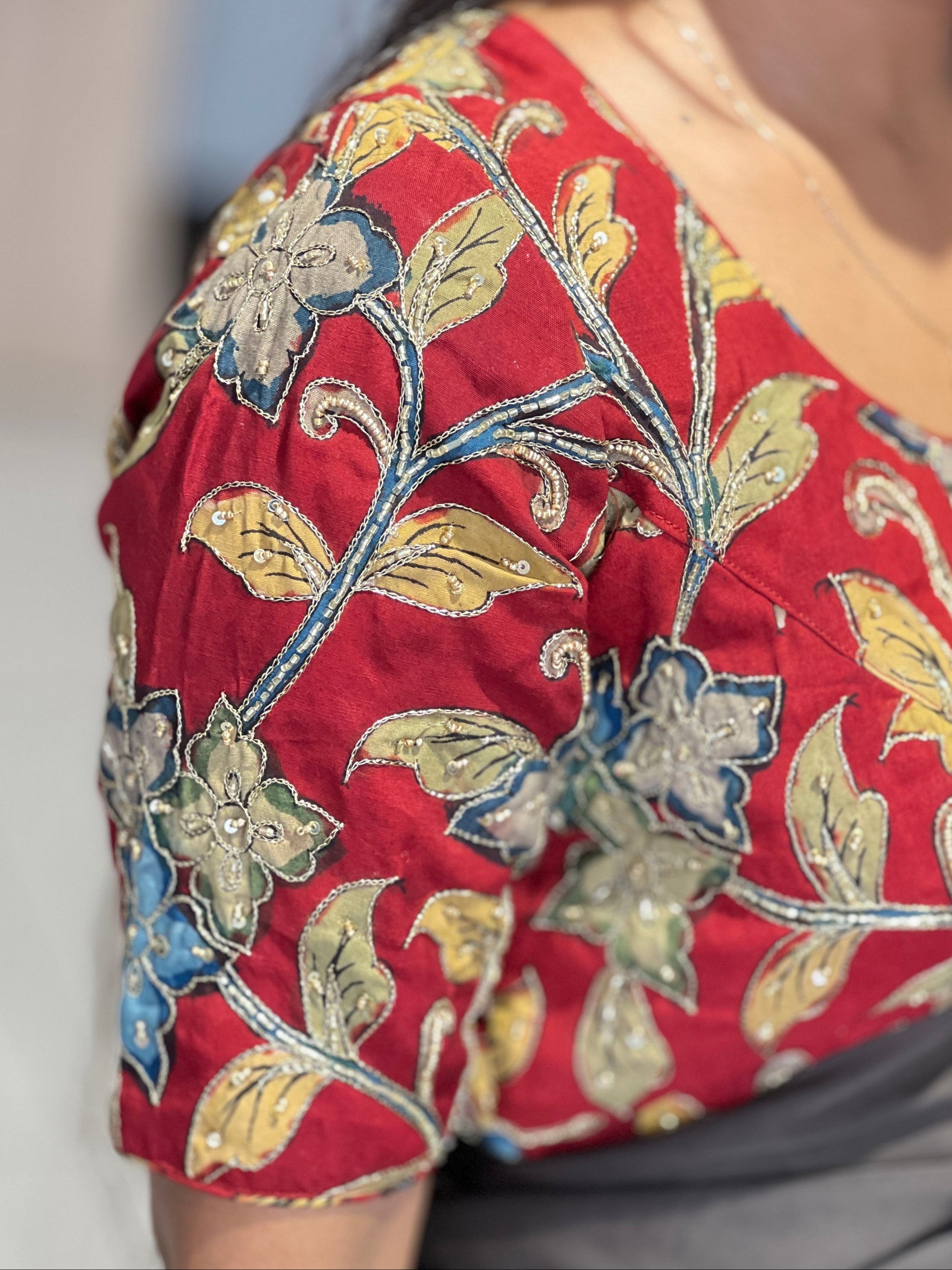 Kalamkari Pattern Cotton Stitched Blouse | IT161