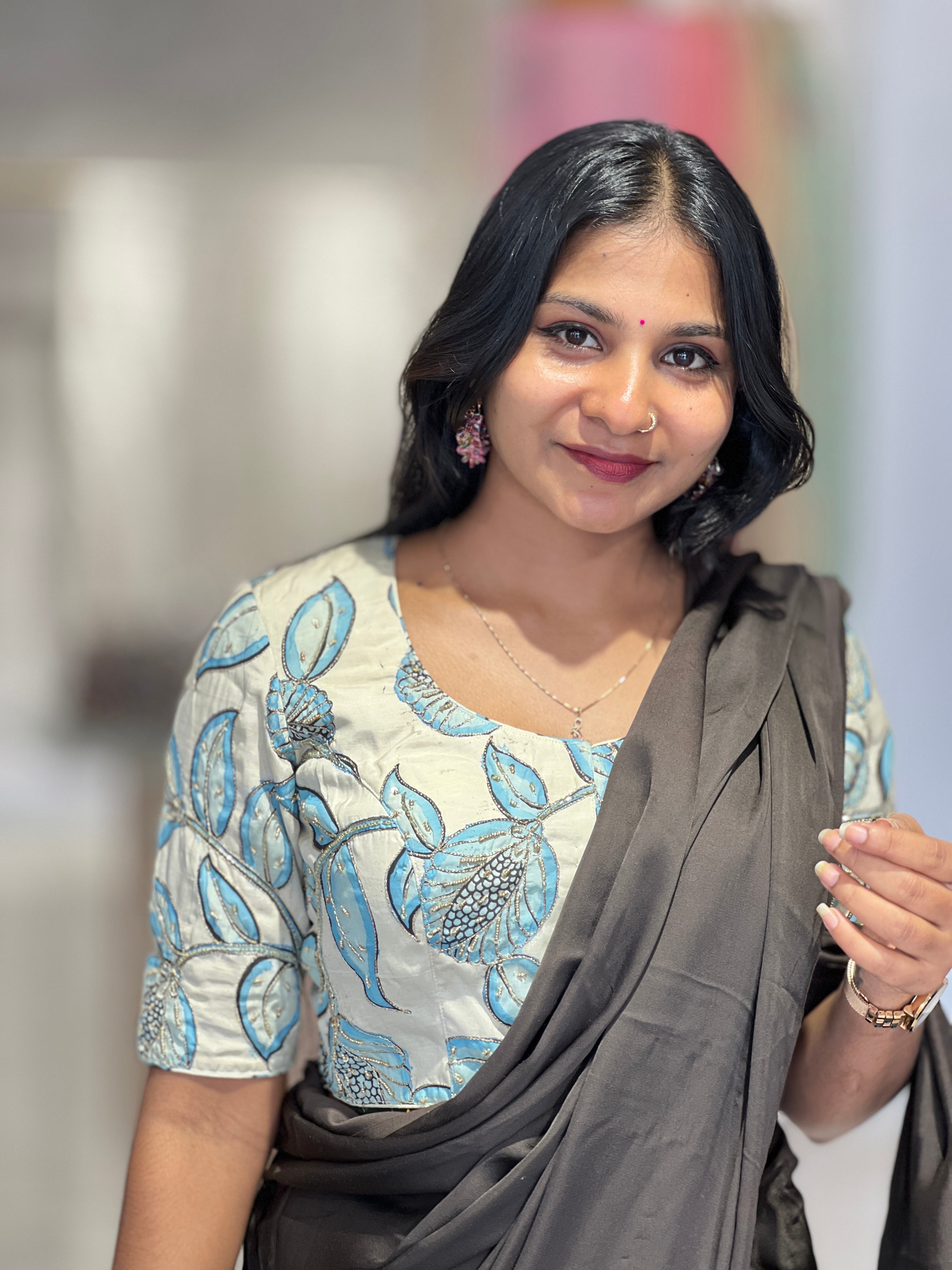 Kalamkari Pattern Cotton Stitched Blouse | IT159