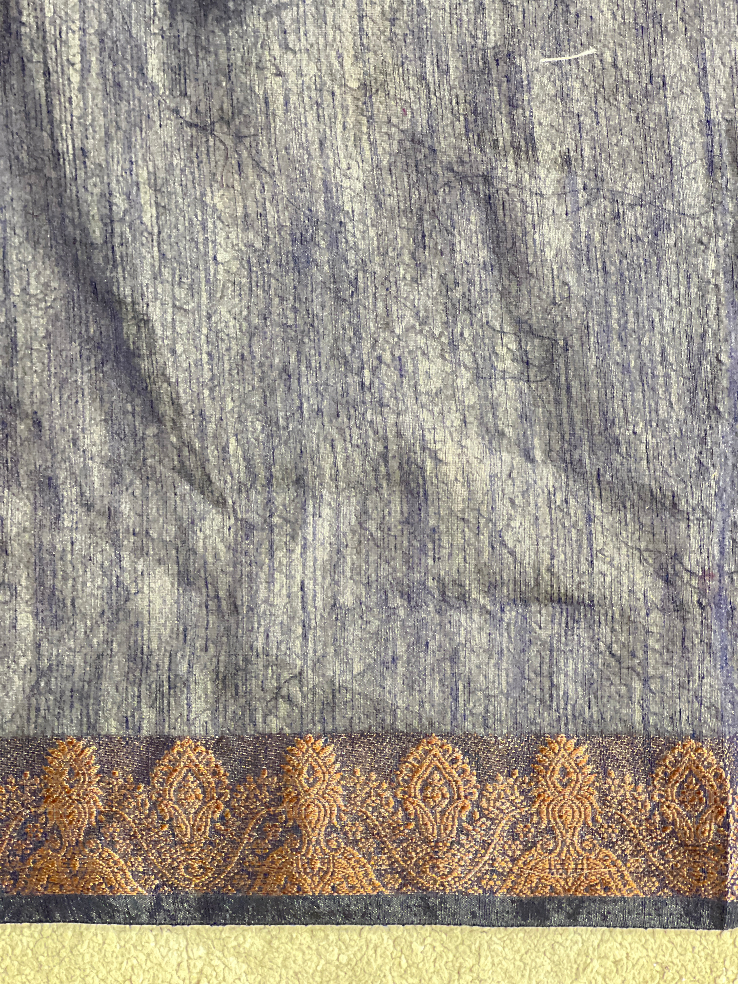 Golden Zari Weaved Border Pattern Linen Finish Saree |YNG1314