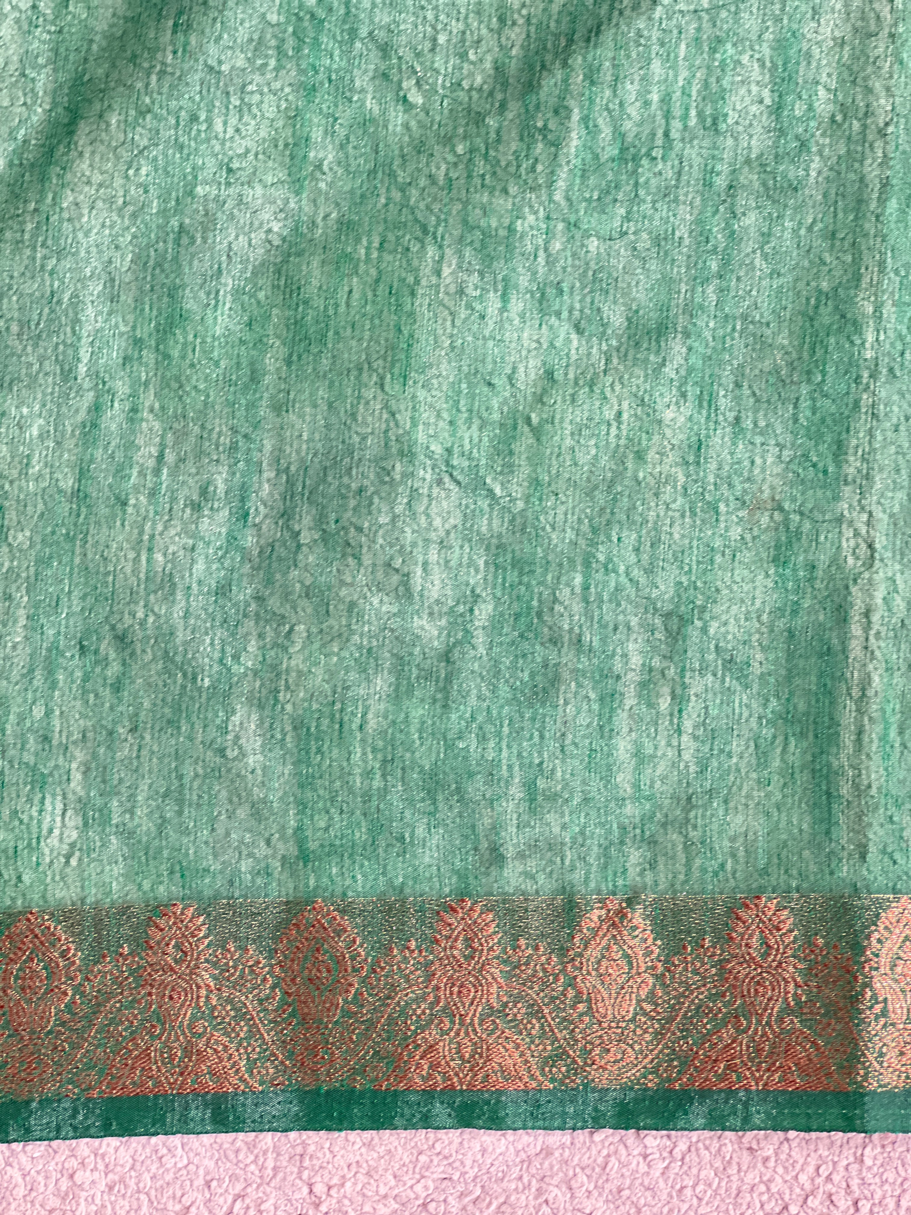 Golden Zari Weaved Border Pattern Linen Finish Saree | YNG1308