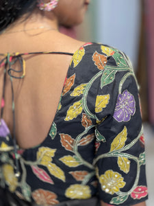 Embroidered Pen Kalamkari Cotton Stitched Blouse |  IT160