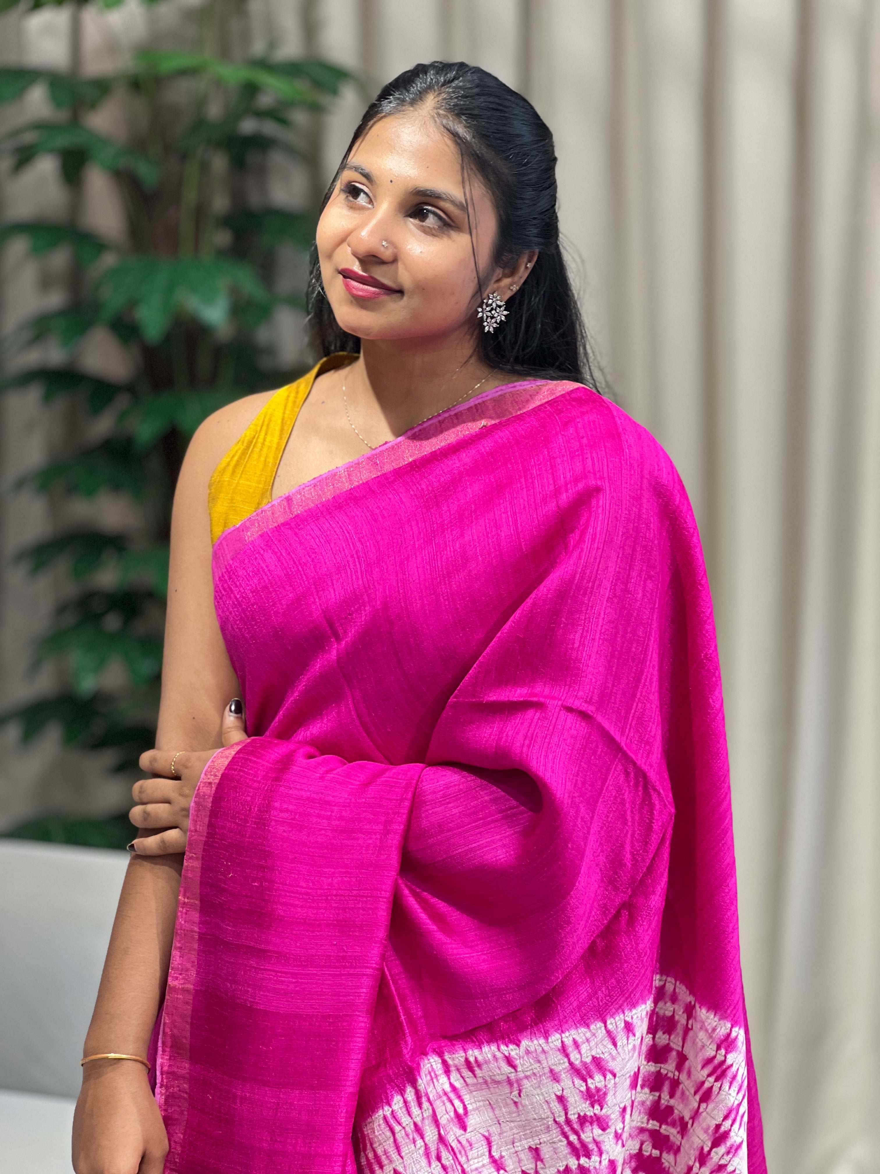 Hand Tie & Dye Detailed Jute Saree | RGD747