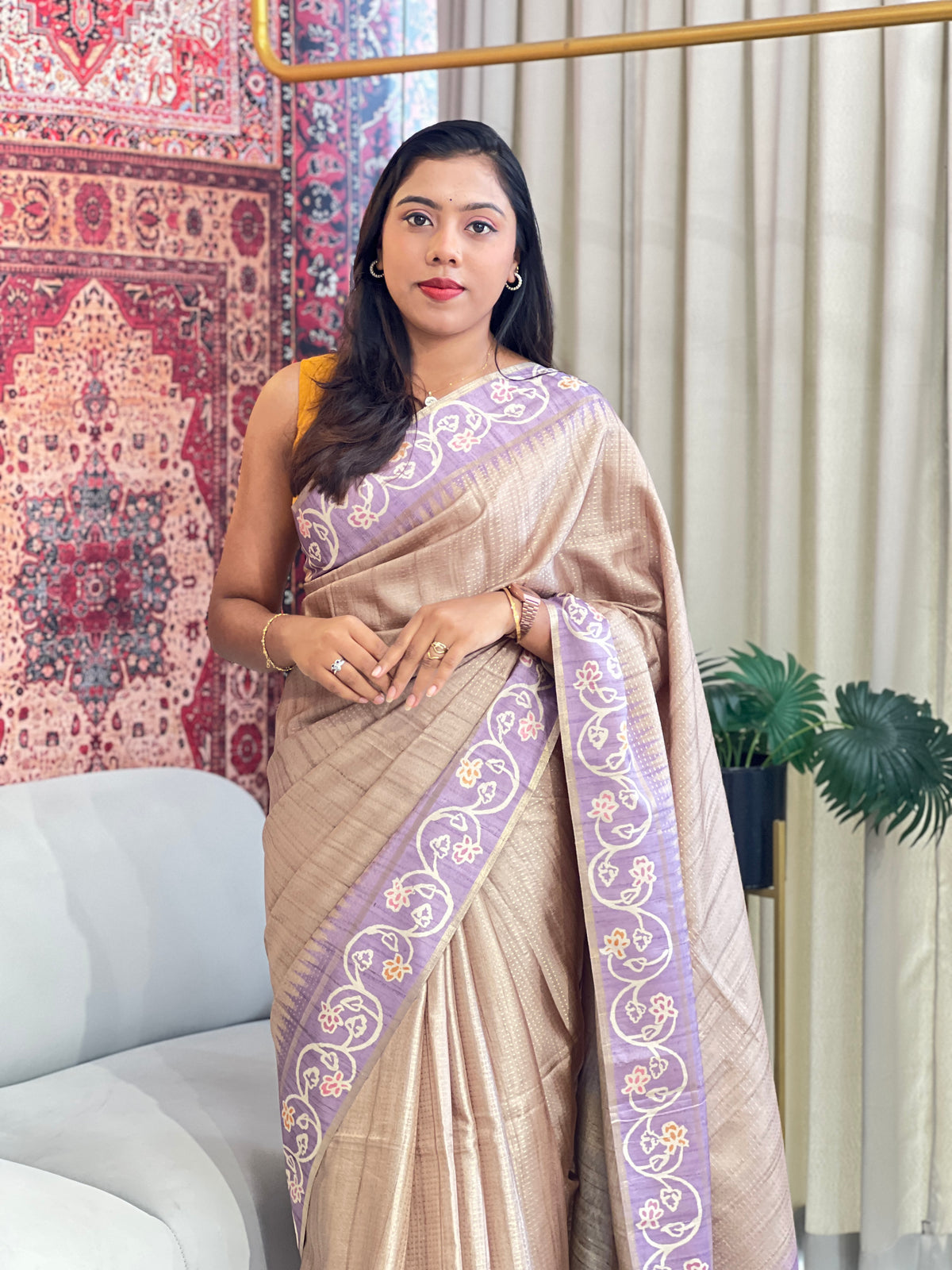 Batik Printed Semi Tussar Saree | SSN285