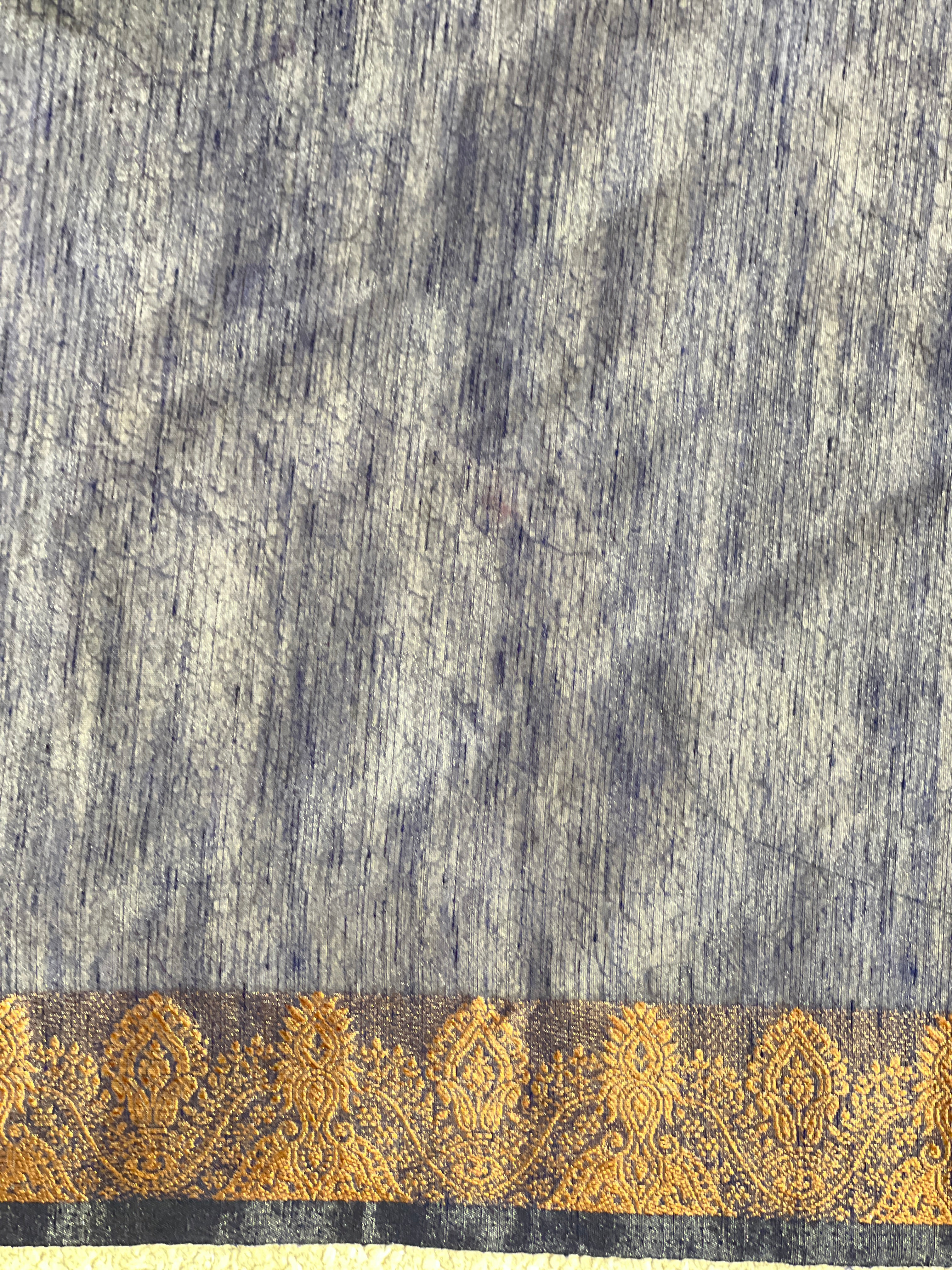 Golden Zari Weaved Border Pattern Linen Finish Saree | YNG1300