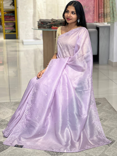 Cut Beads & Sequence Detailed Crushed Organza Saree | SBP801
