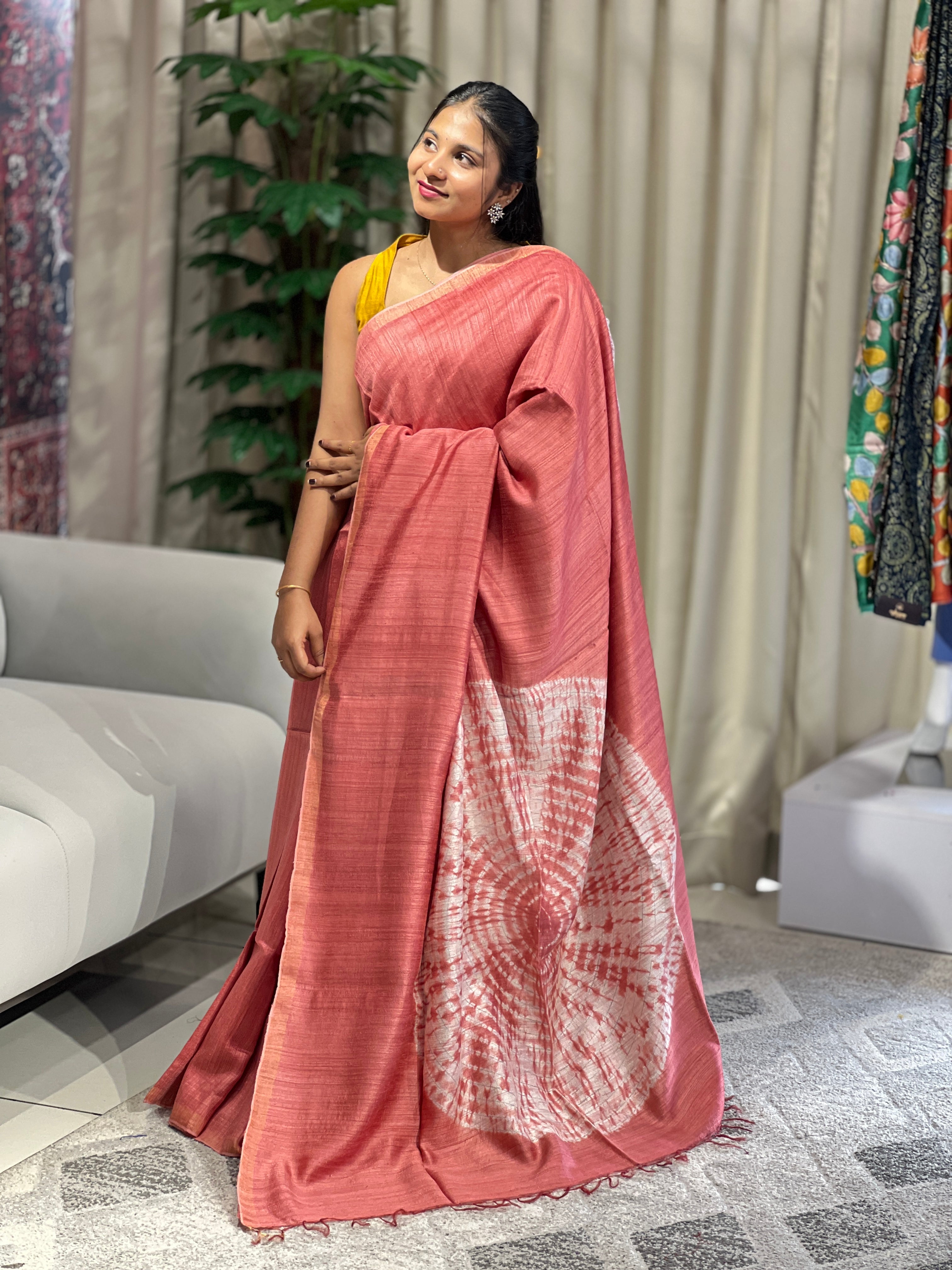 Hand Tie & Dye Detailed Jute Saree | RGD746