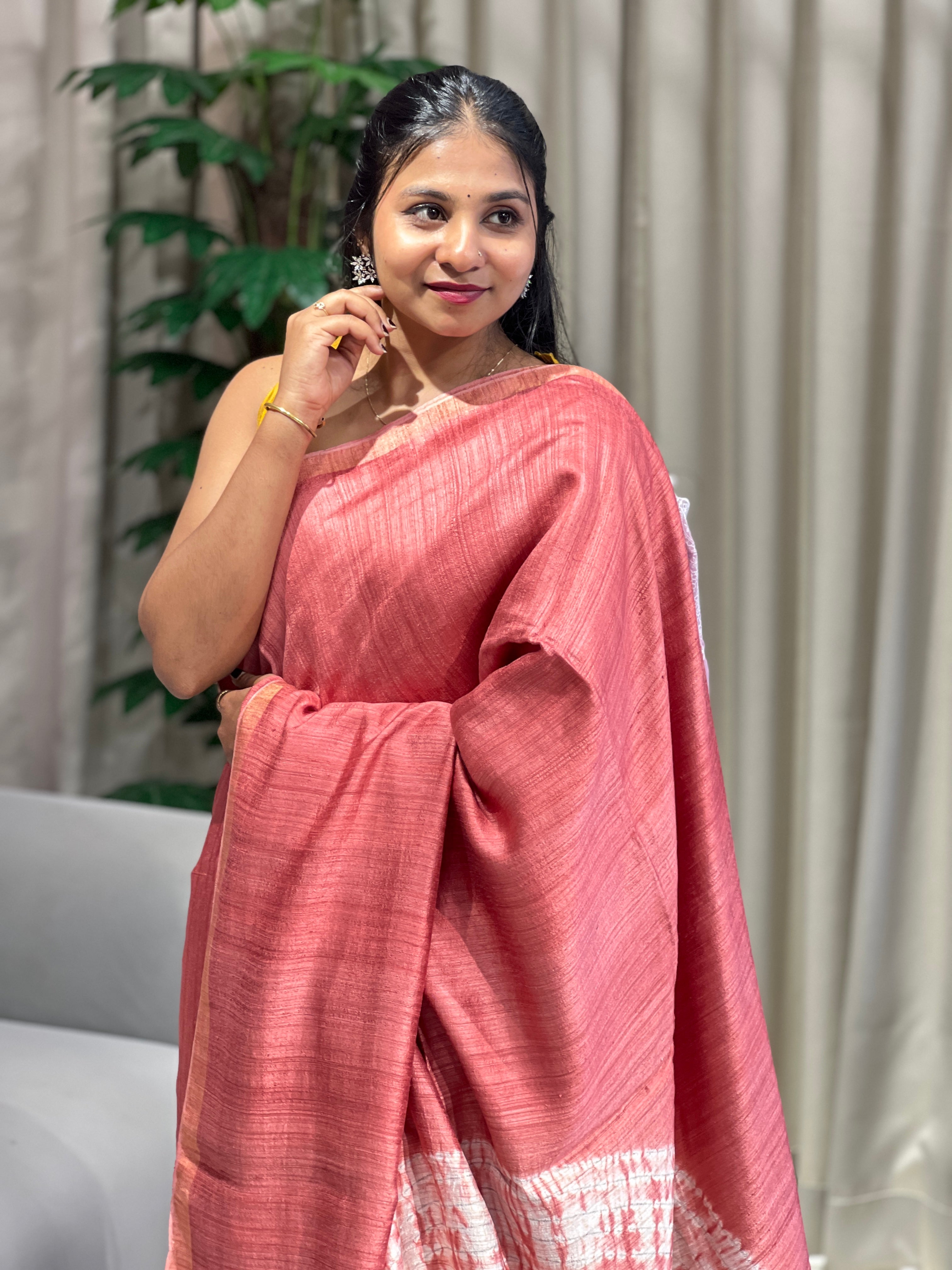 Hand Tie & Dye Detailed Jute Saree | RGD746