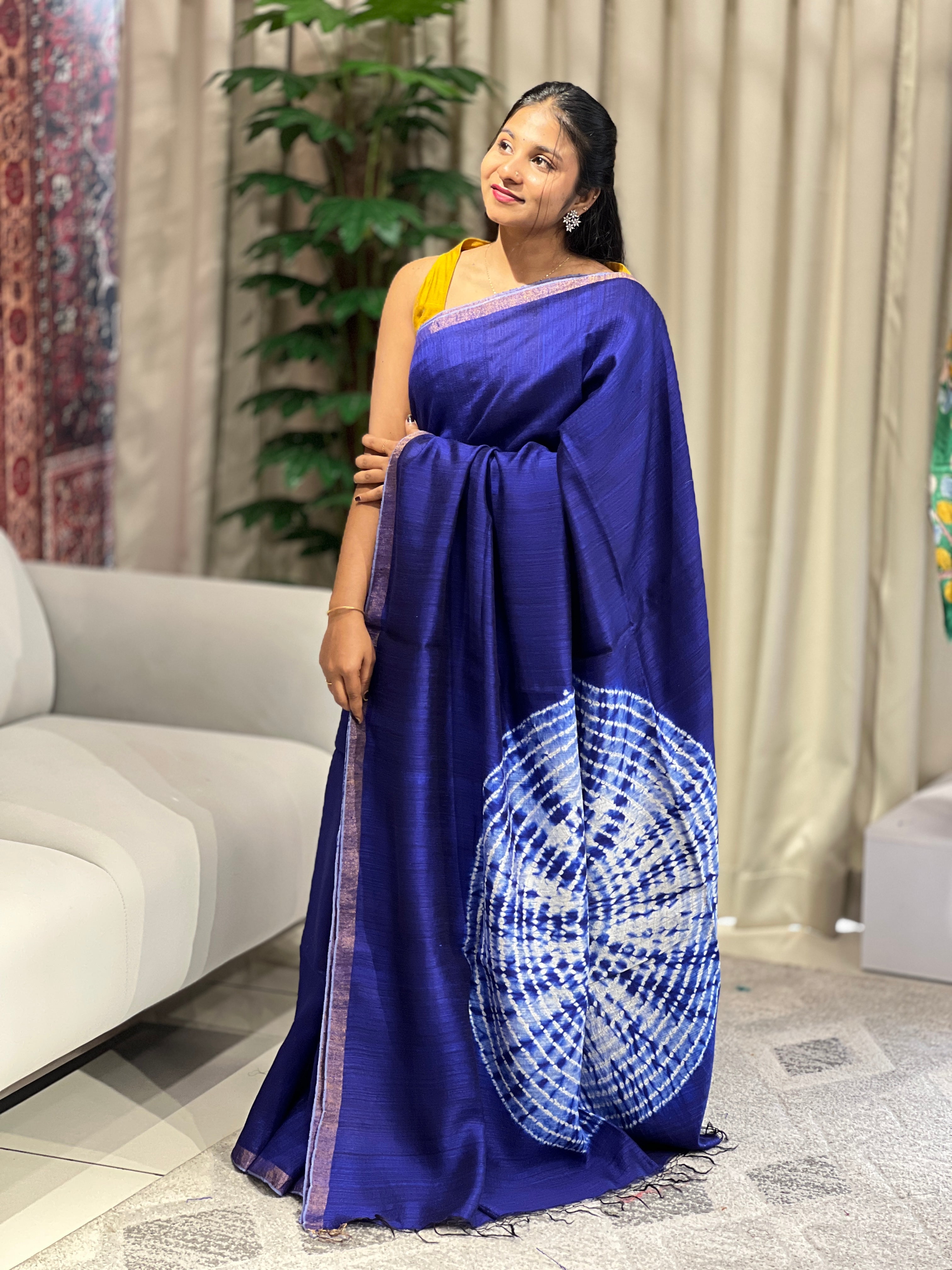 Hand Tie & Dye Detailed Jute Saree | RGD745
