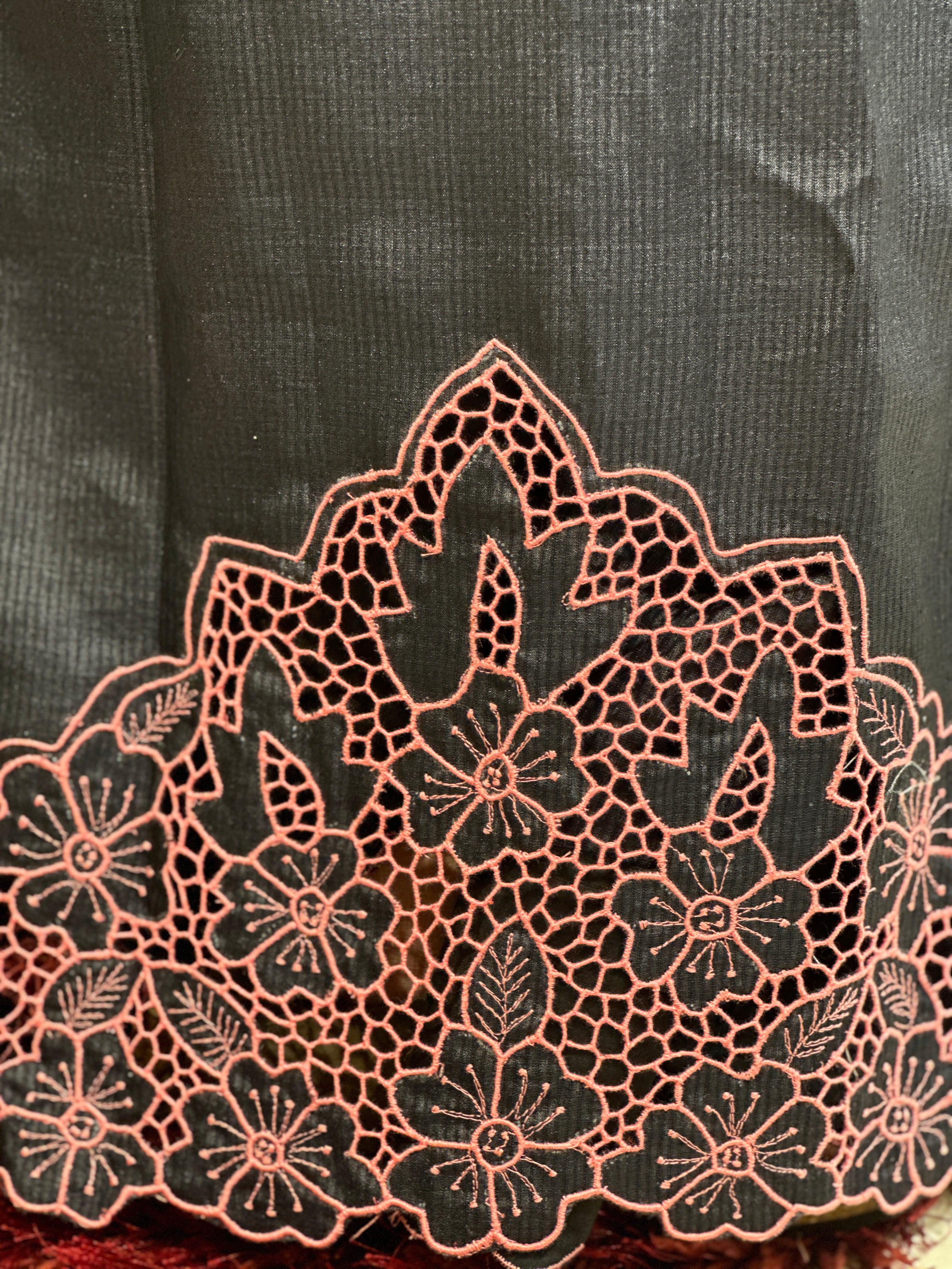 Floral Twine Cut Work Placement Detailed Noil Tussar Saree | TC449